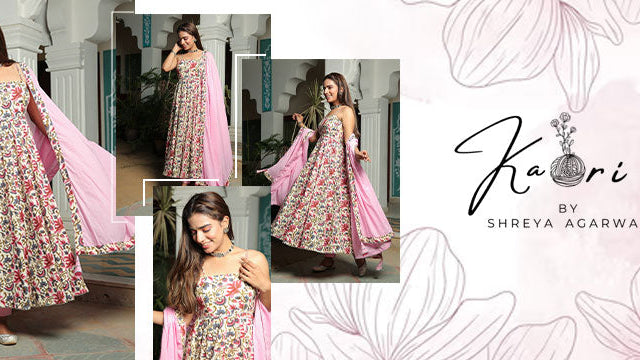 Floral Cotton Anarkali Dress with Dupatta