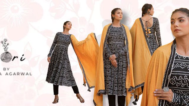 floral cotton Anarkali suit