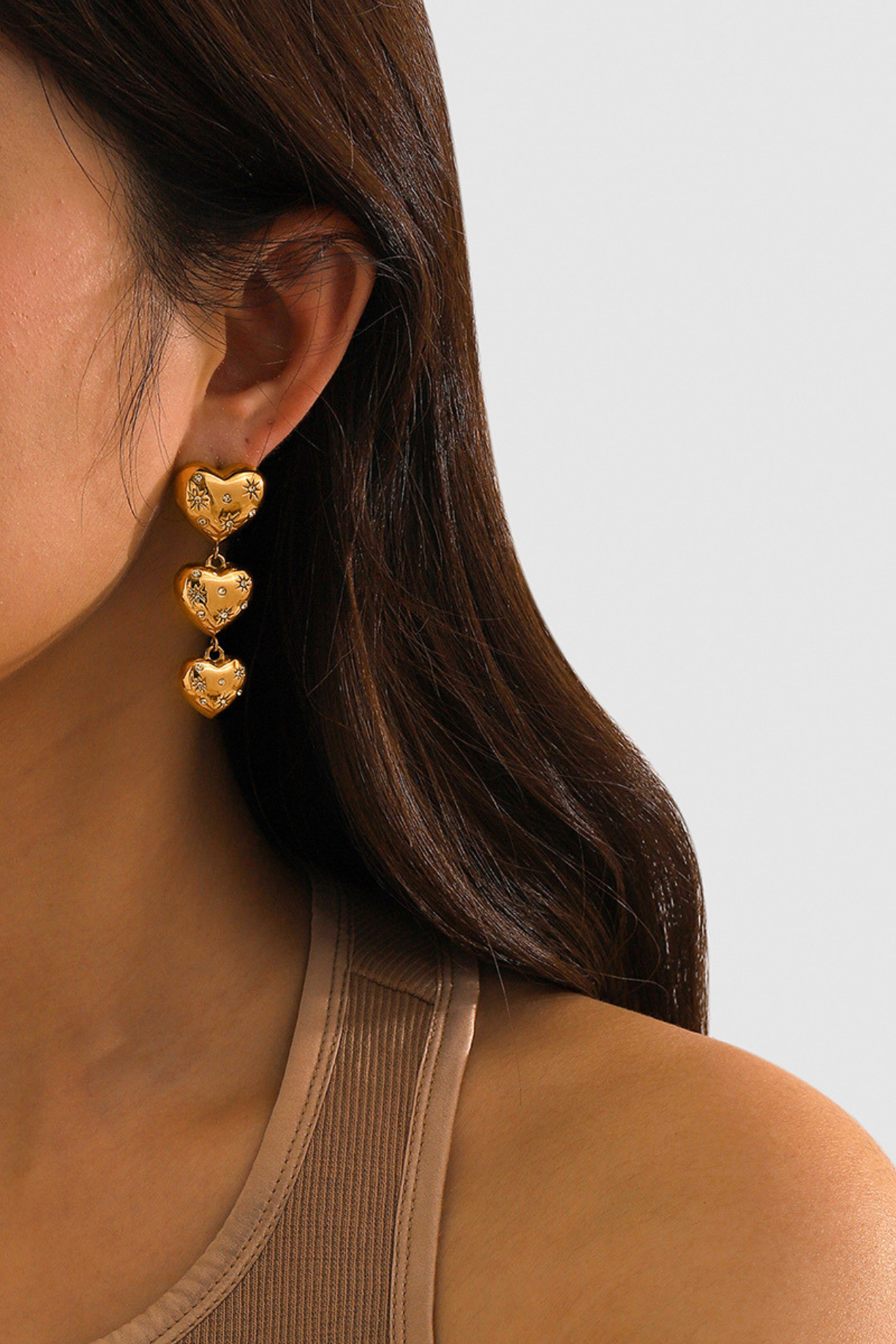 Diamond Studded Heart Drop Earrings - Kaoribyshreya