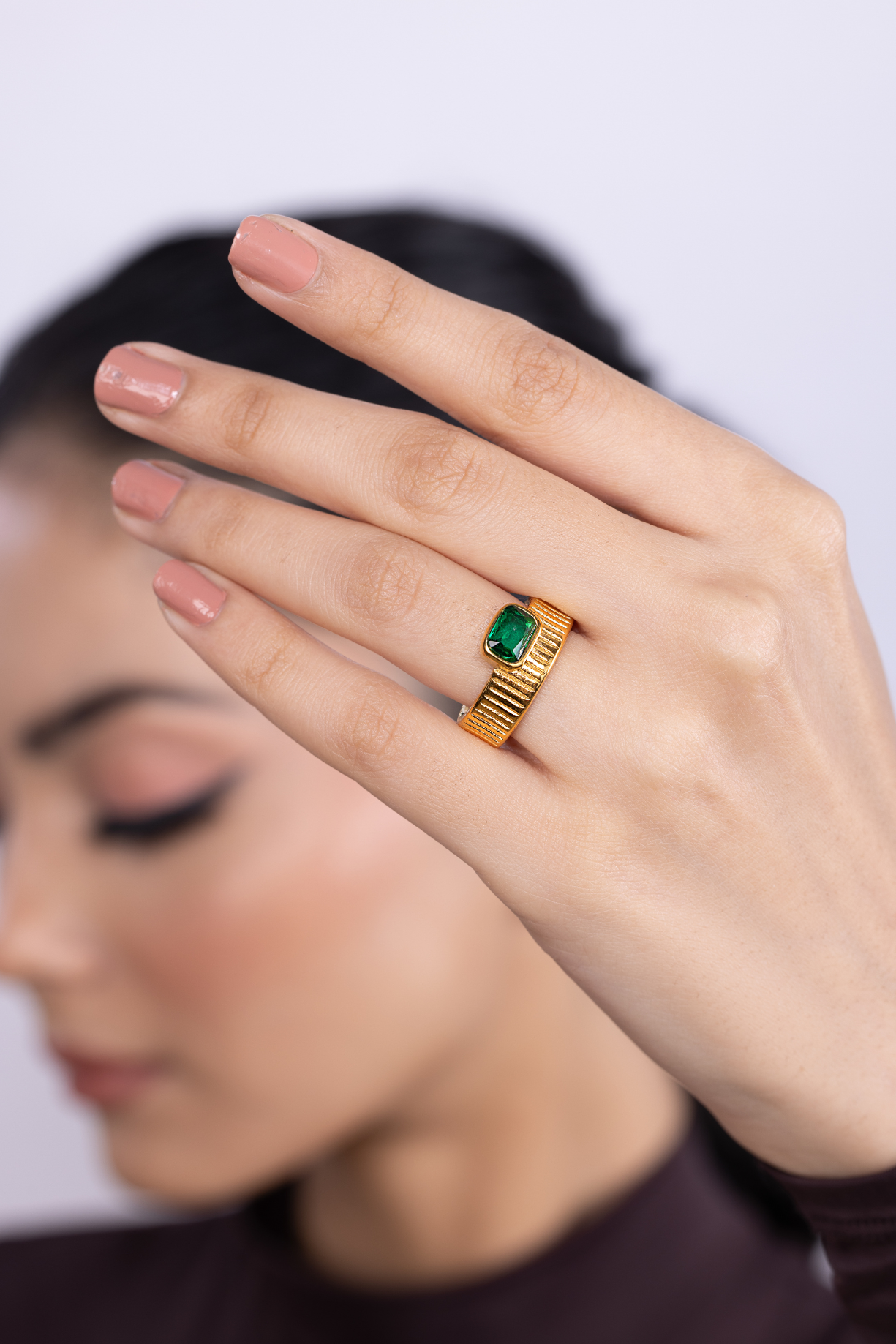 Green Stone Band Ring - Kaoribyshreya