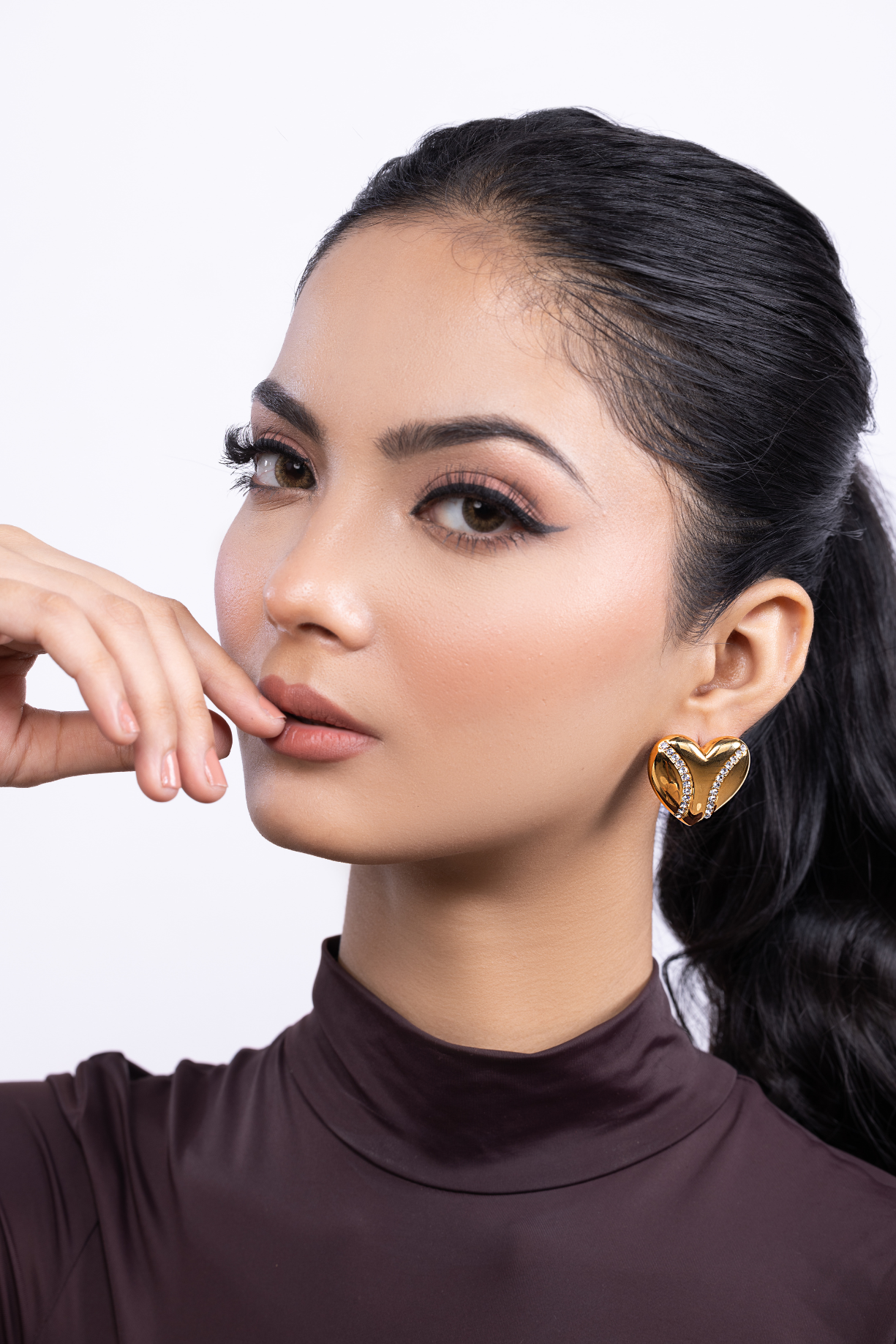 Diamond Studded Heart Shaped Earring - Kaoribyshreya