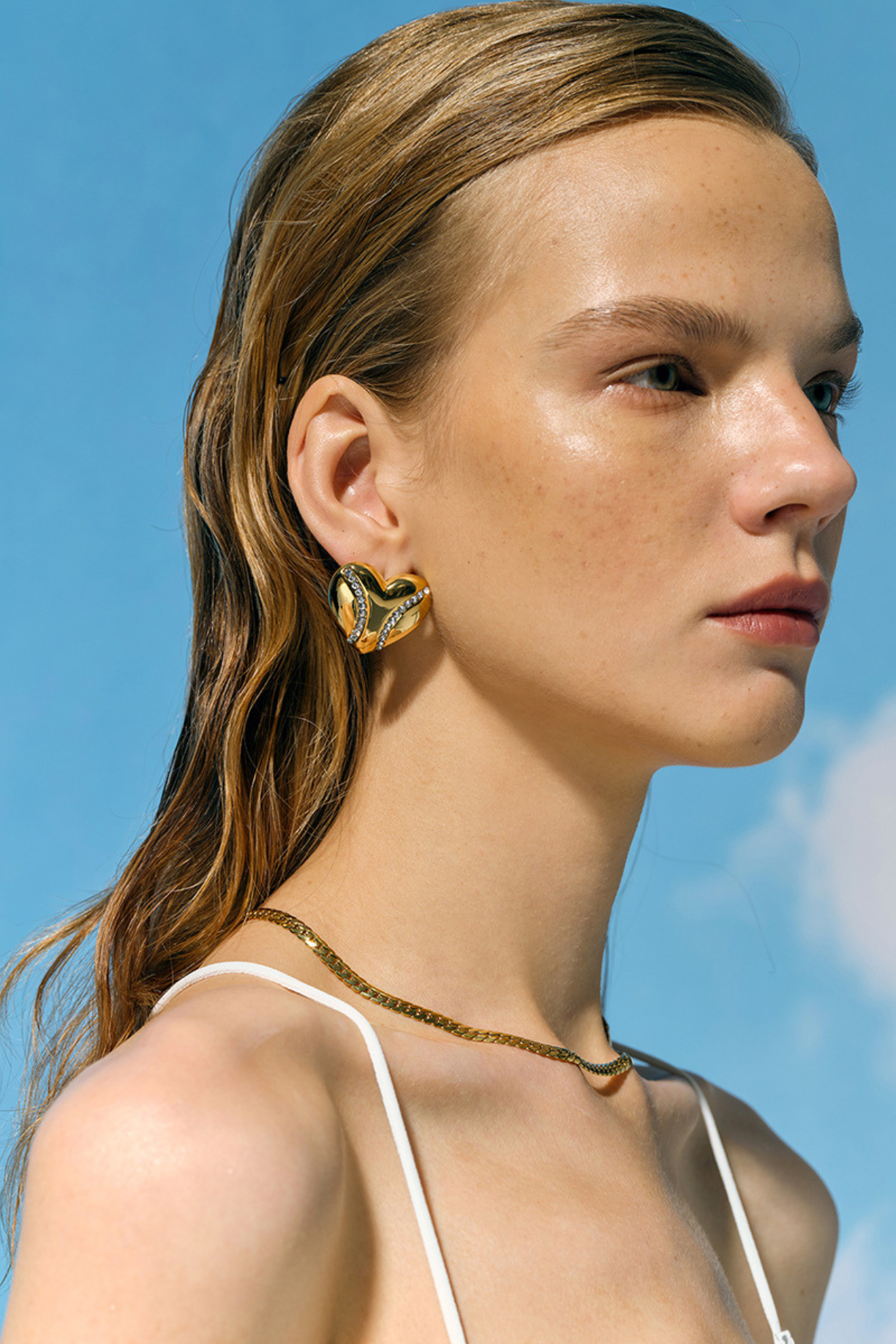 Diamond Studded Heart Shaped Earring - Kaoribyshreya