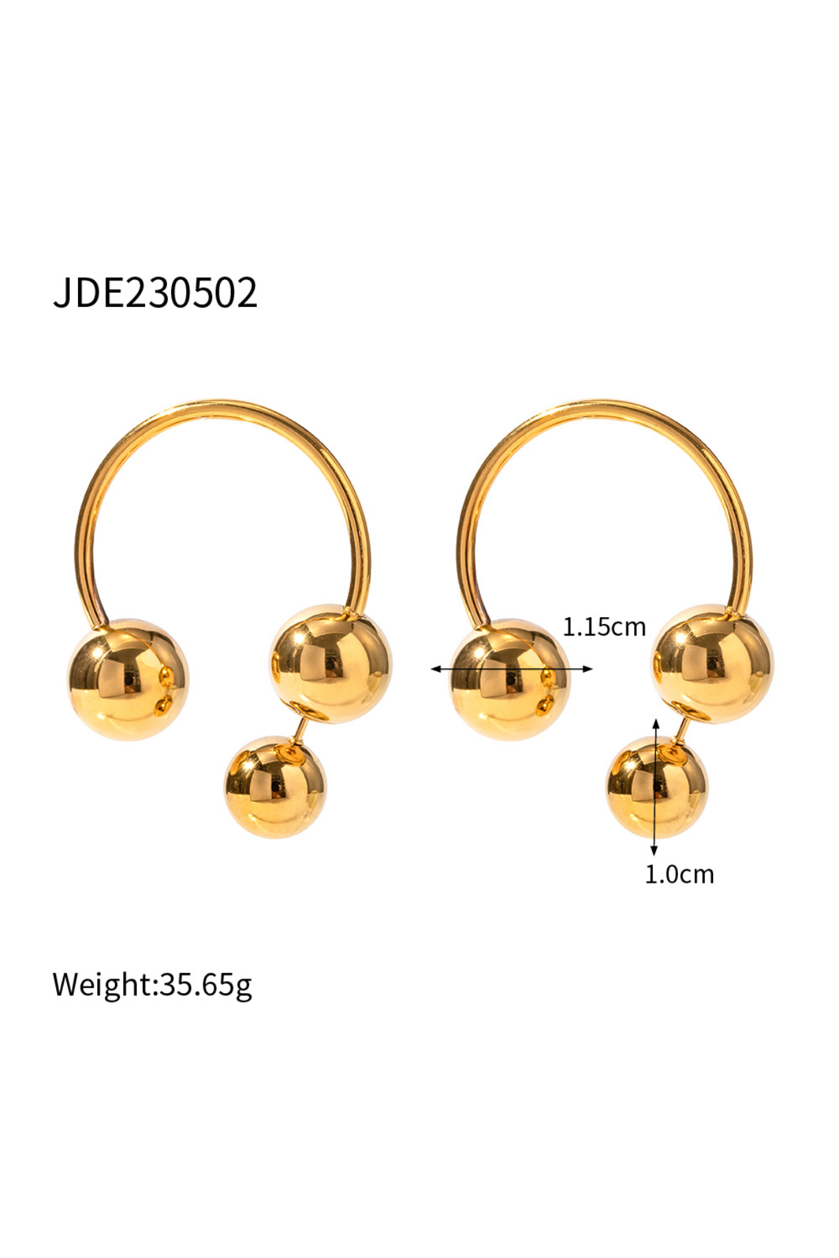 Gold Round Balls Earrings - Kaoribyshreya