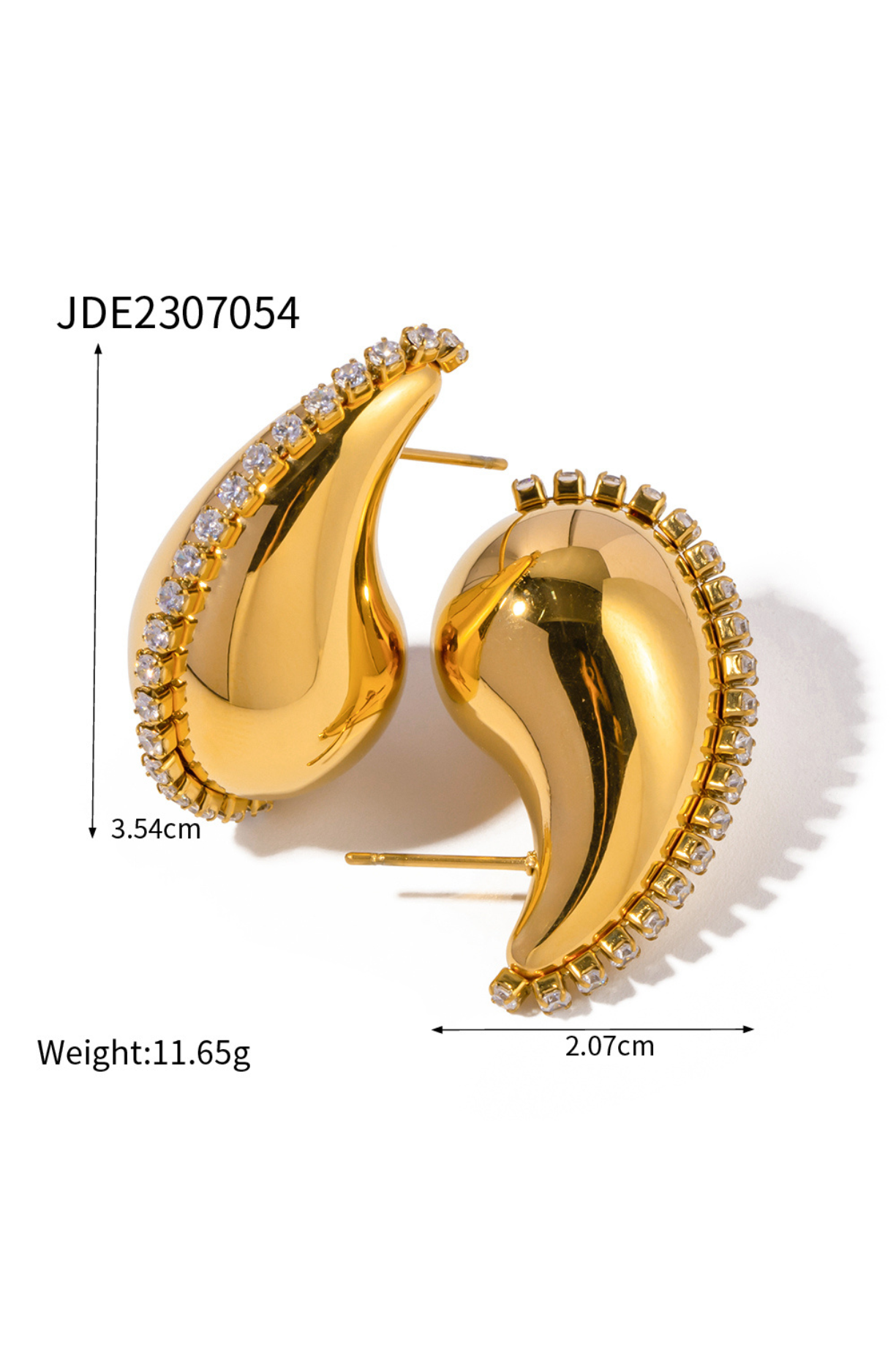 Diamond Studded Tear Drop Hoop Earrings - Kaoribyshreya