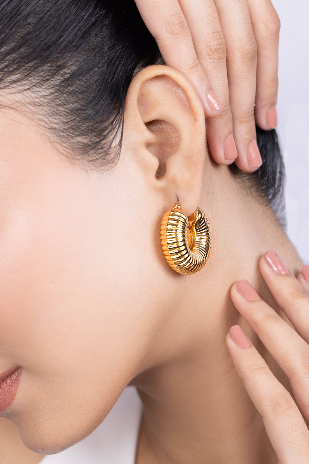 Round Textured Hoop Earring - Kaoribyshreya