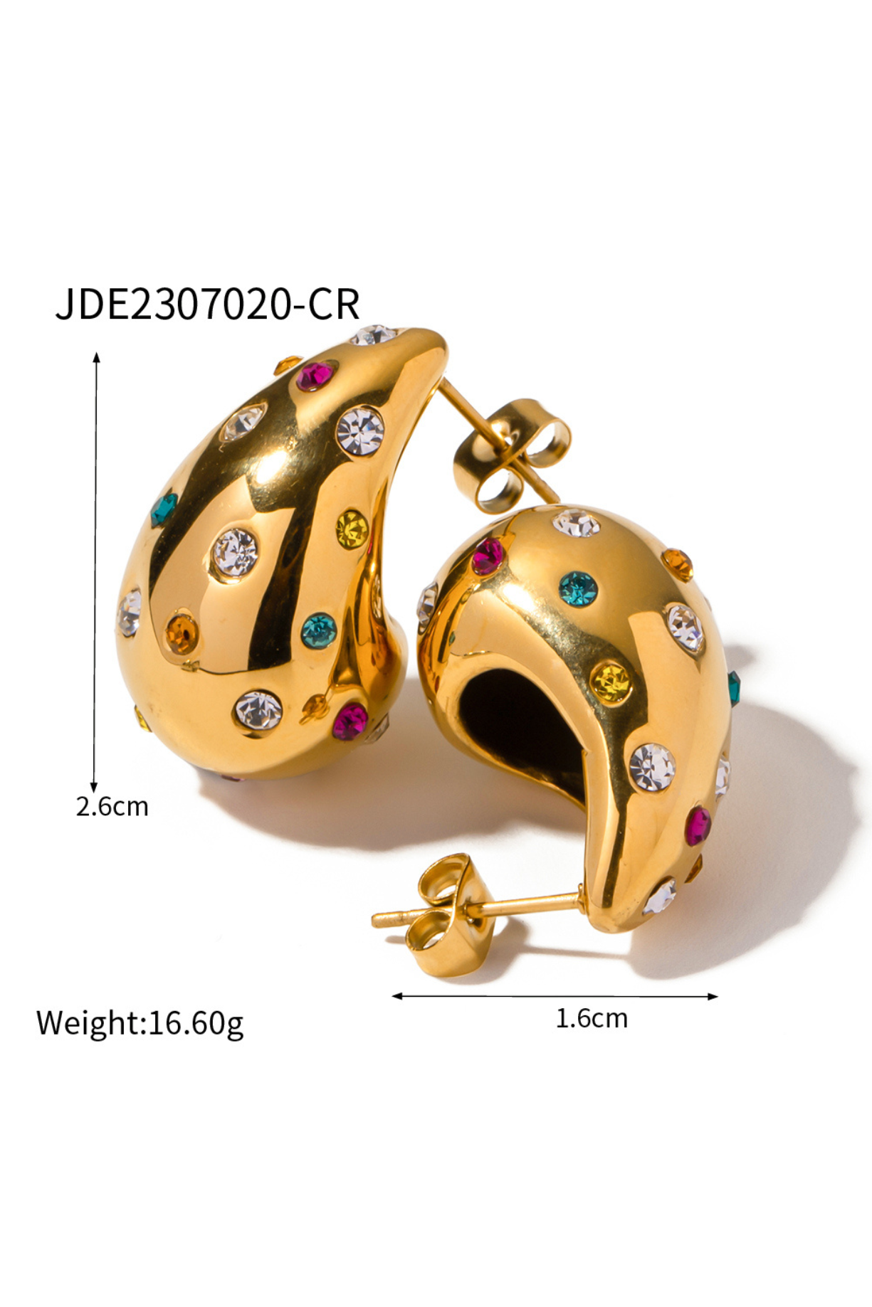 Colorful Diamond Studded Rain Drop Hoop Earrings - Kaoribyshreya