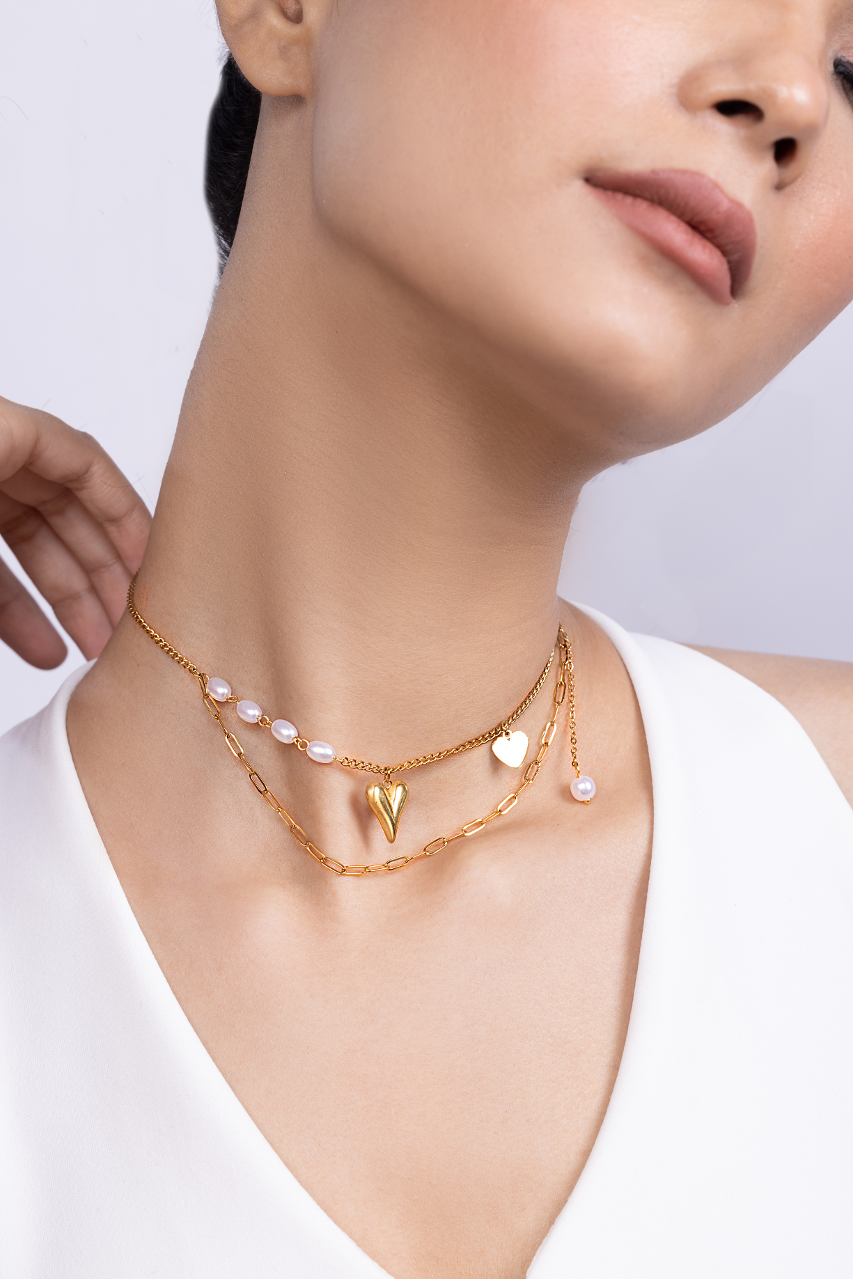 Multi Layer Mother of Pearl and Heart Necklace - Kaoribyshreya