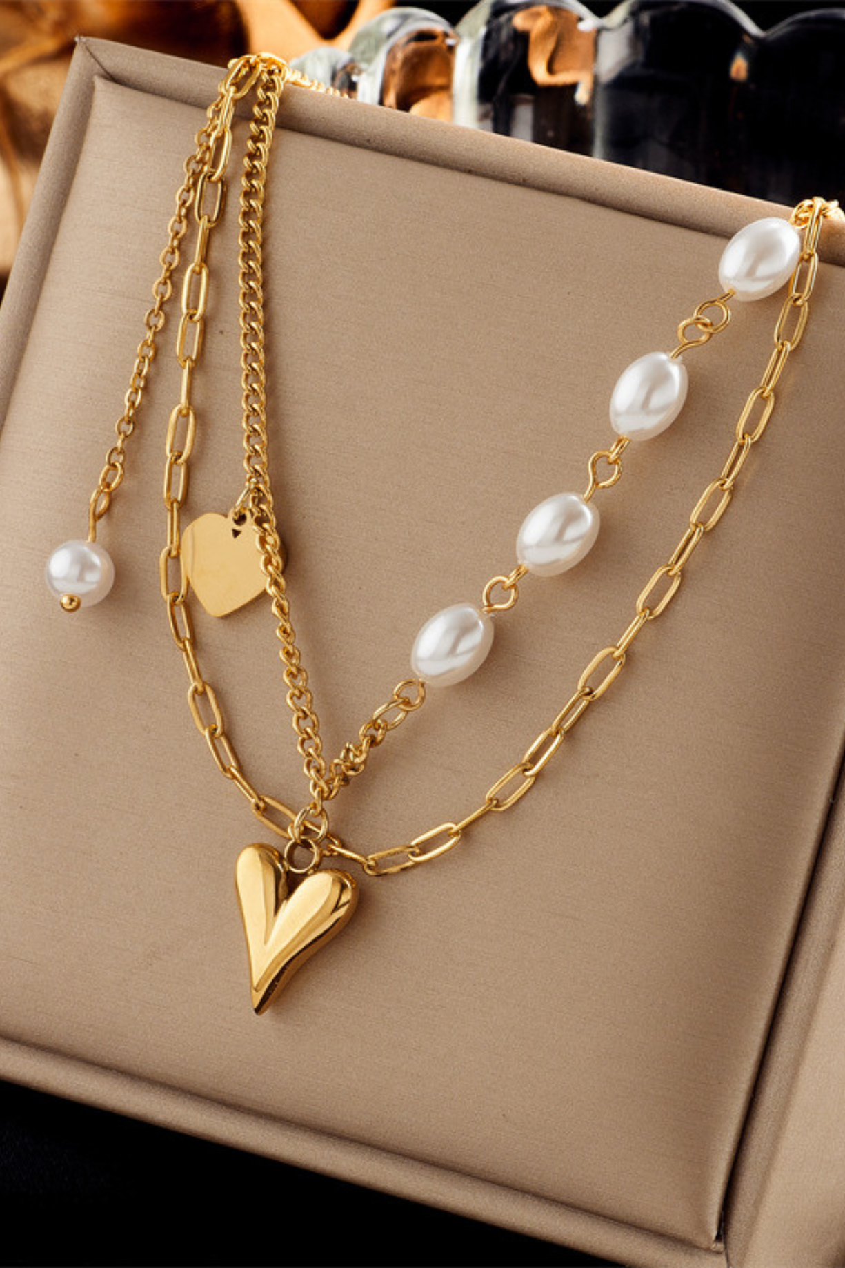 Multi Layer Mother of Pearl and Heart Necklace - Kaoribyshreya