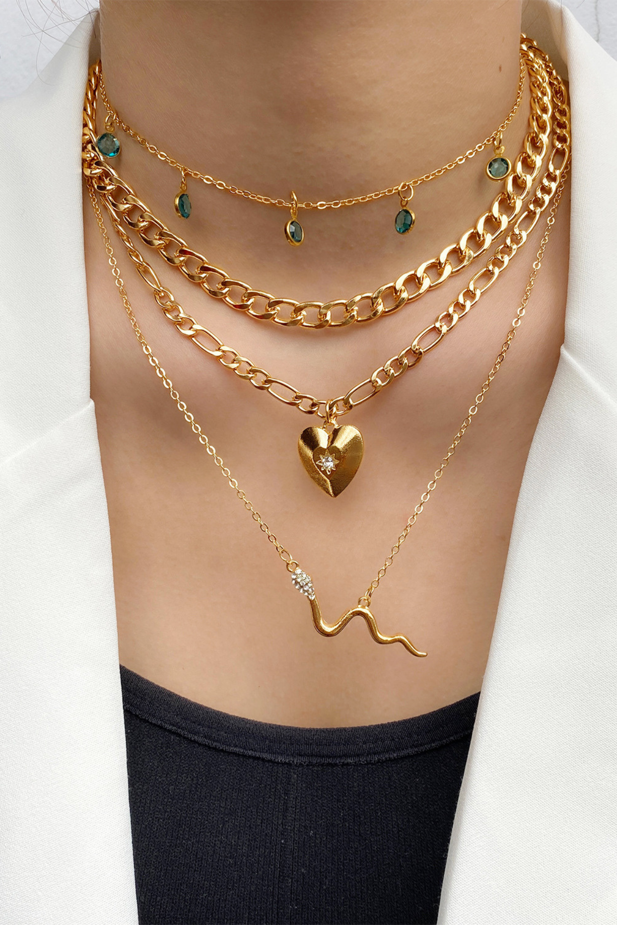 Statement Multi Layer Cuban Chains Necklace - Kaoribyshreya