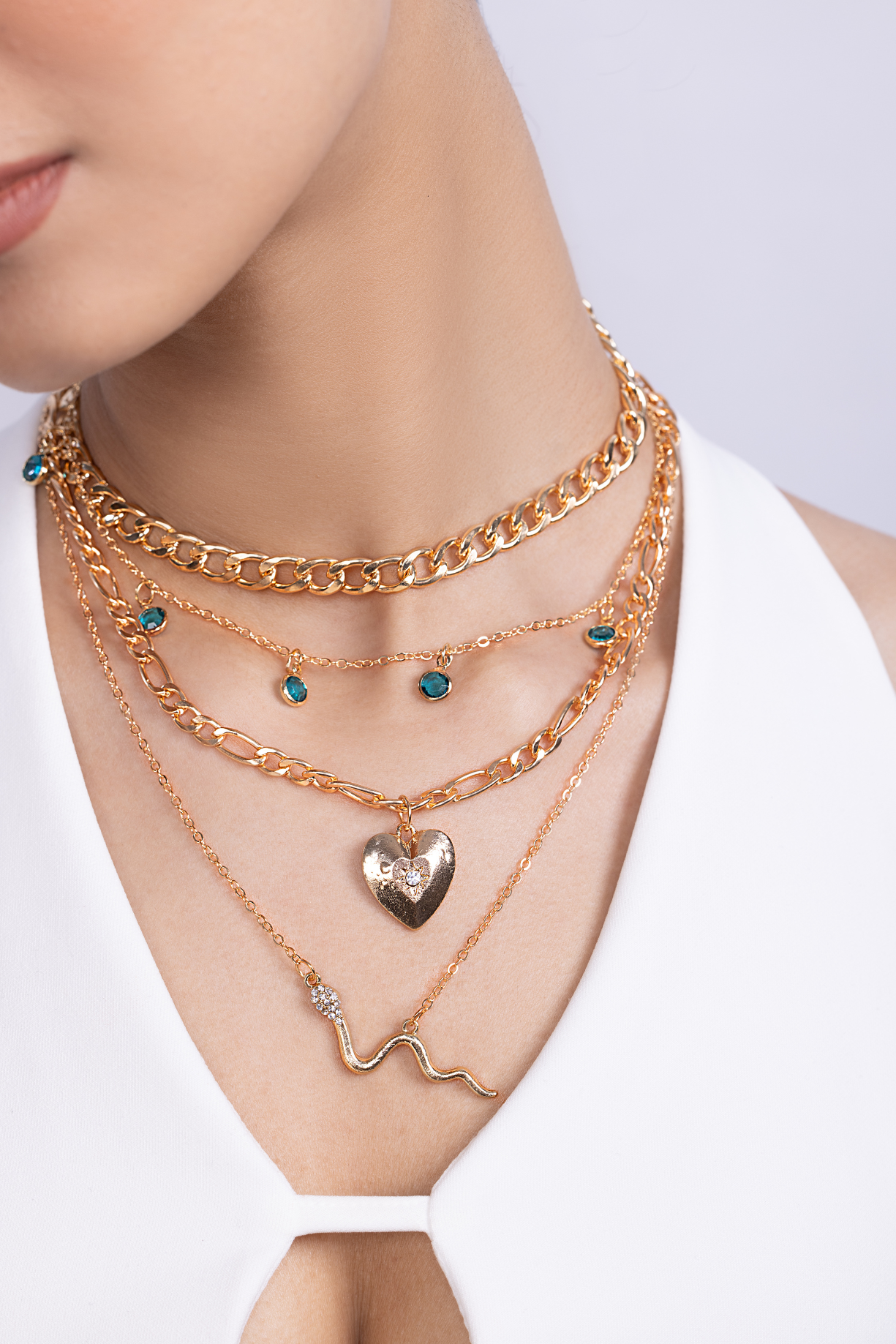 Statement Multi Layer Cuban Chains Necklace - Kaoribyshreya