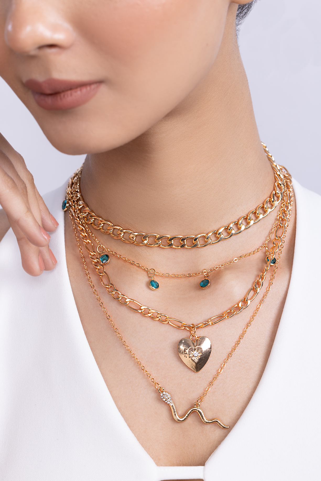 Statement Multi Layer Cuban Chains Necklace - Kaoribyshreya