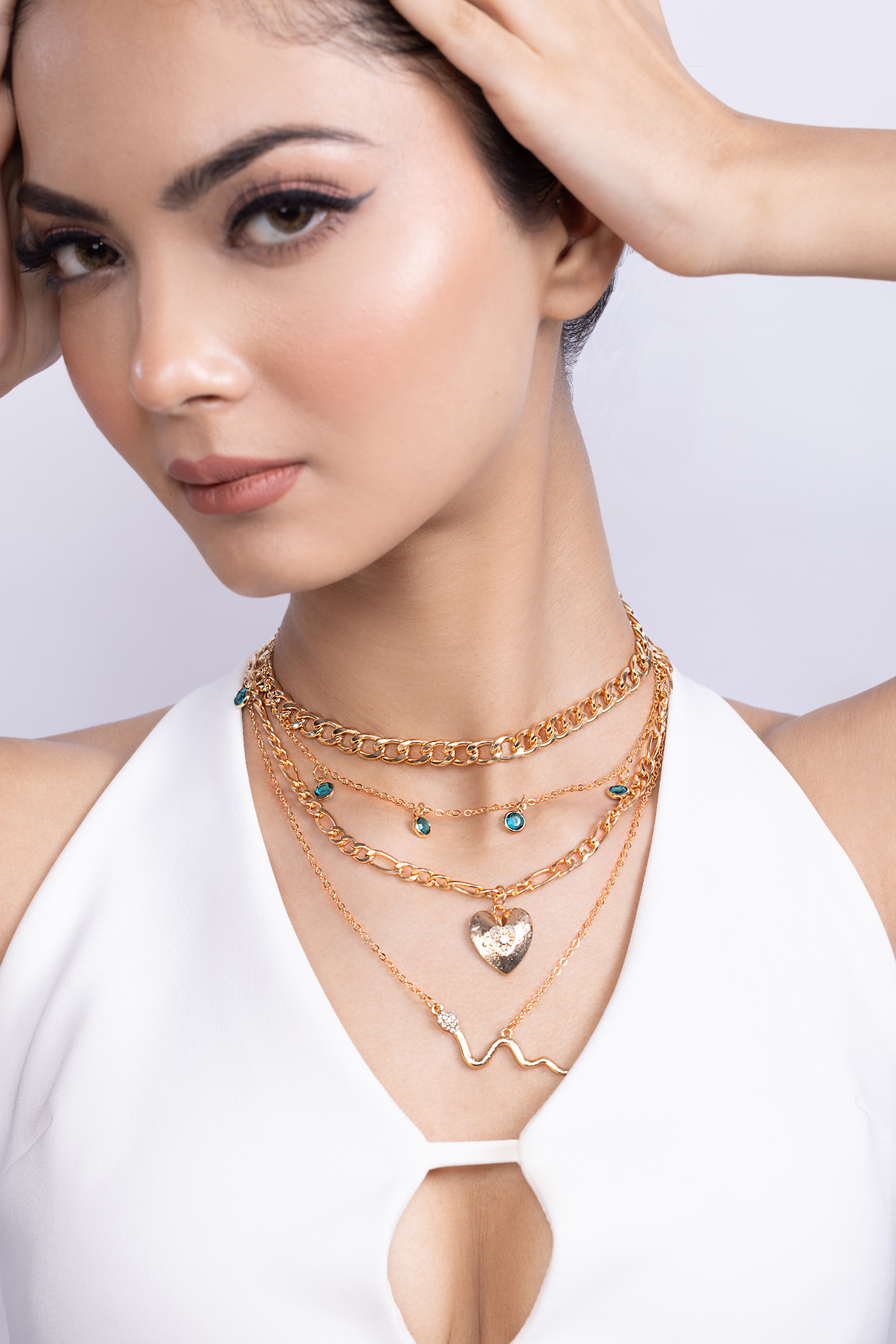 Statement Multi Layer Cuban Chains Necklace - Kaoribyshreya