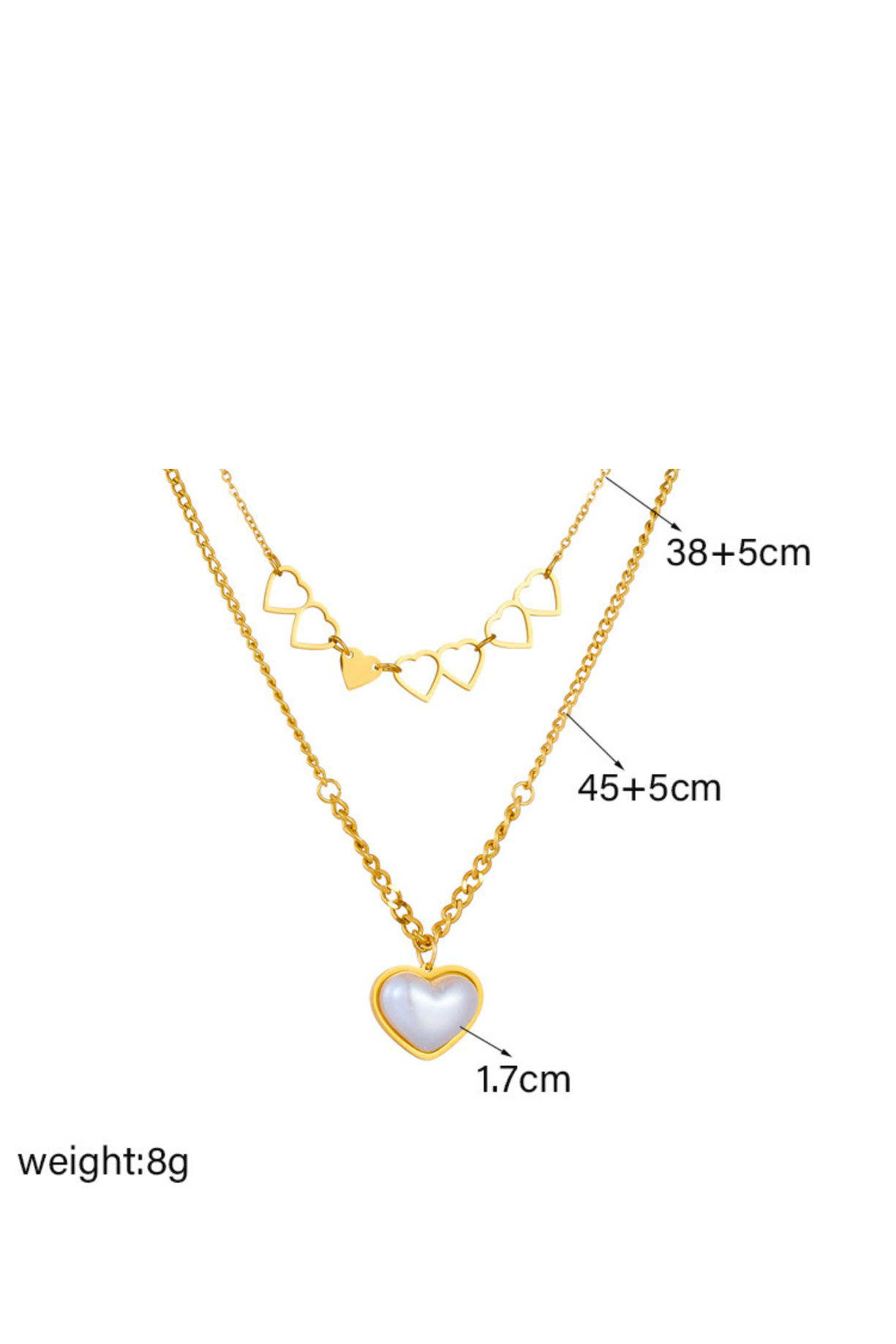 Mother of Pearl Multiple Heart Necklace - Kaoribyshreya