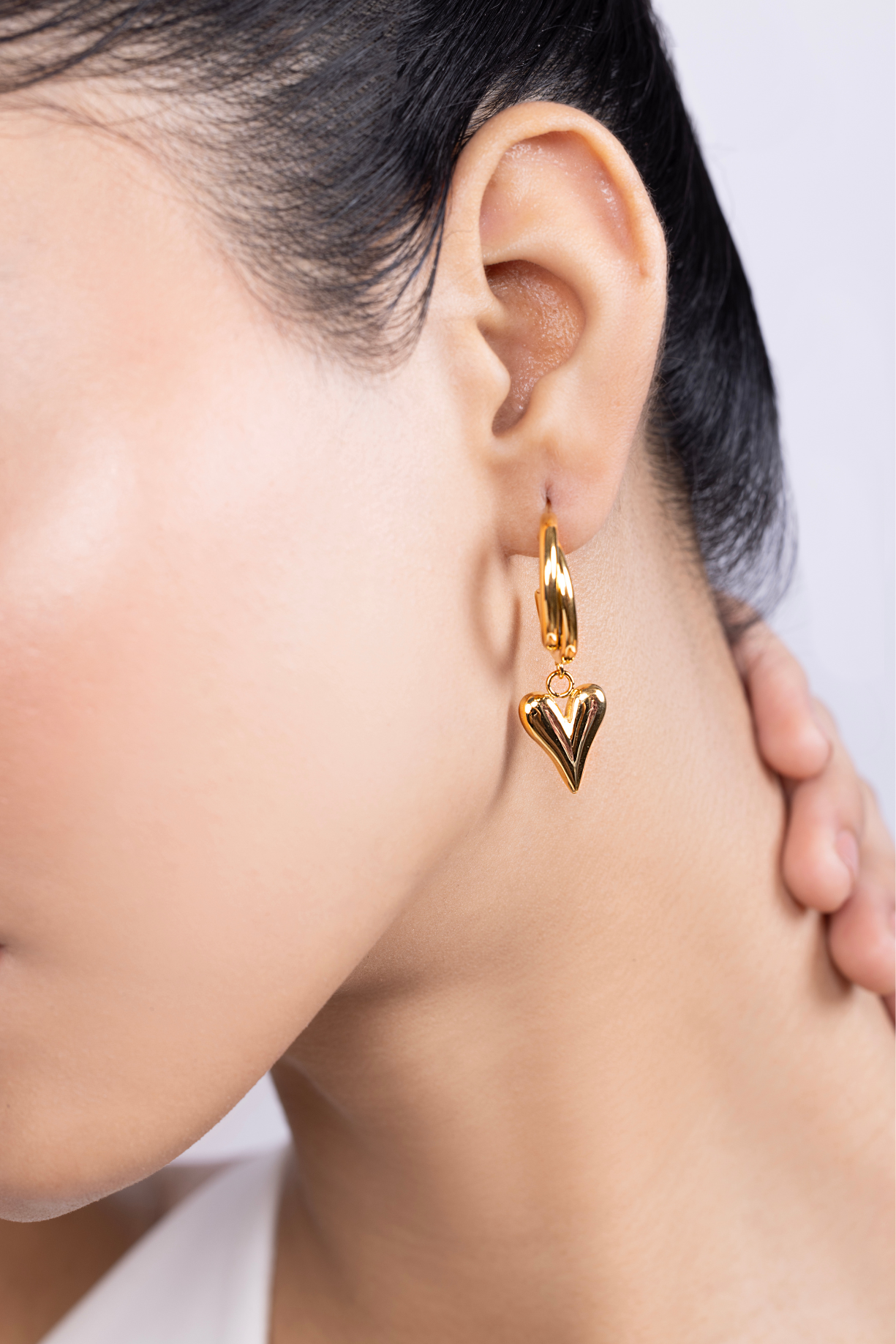 Double Hoop Heart Drop Earring - Kaoribyshreya