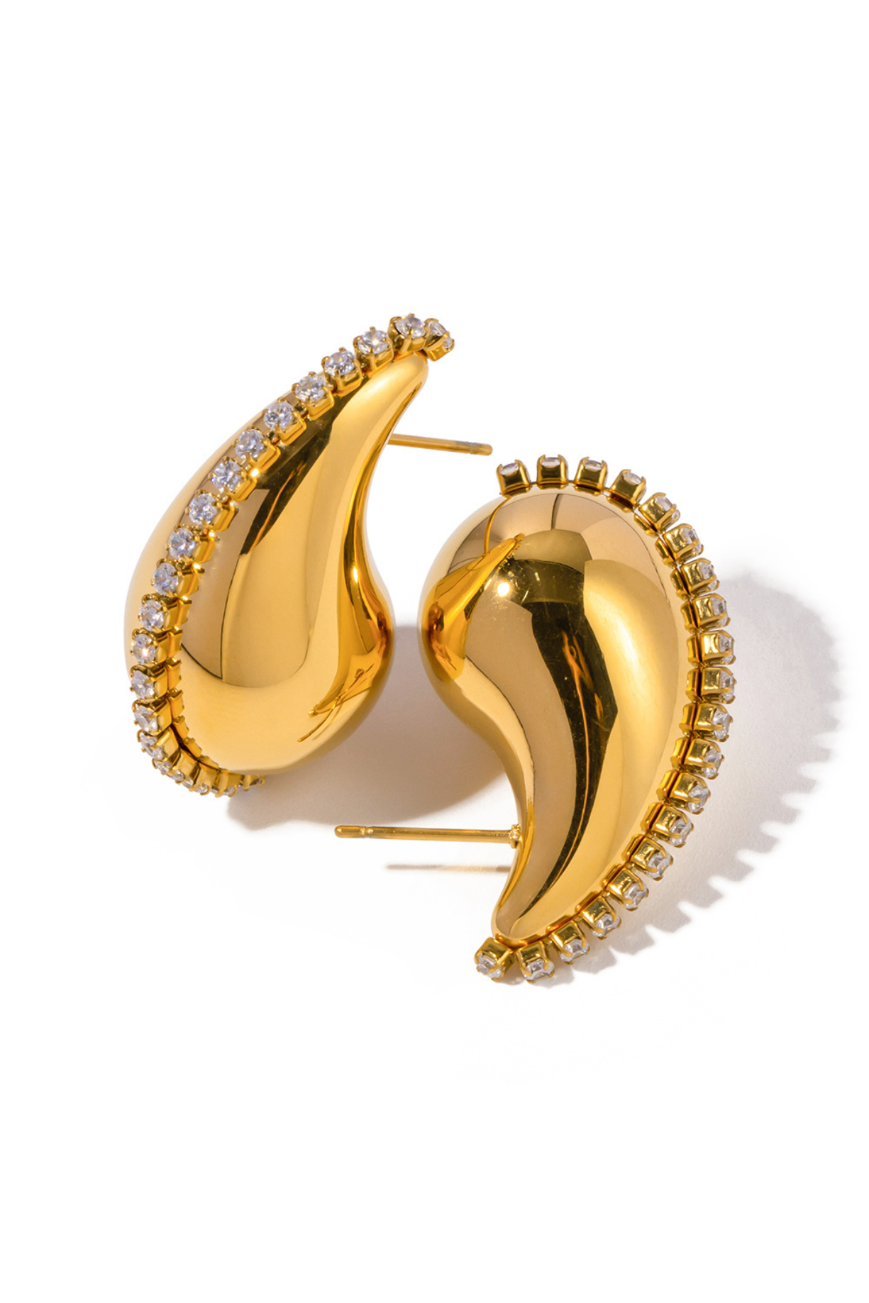 Diamond Studded Tear Drop Hoop Earrings - Kaoribyshreya
