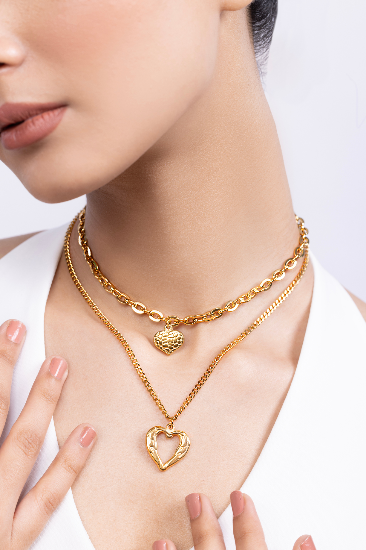 Layered Double Heart Necklace - Kaoribyshreya