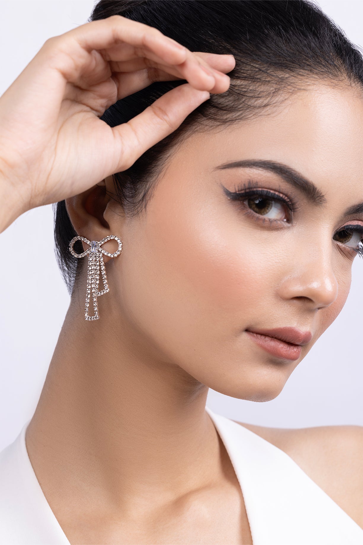 Diamond Stone Studded Bow Earring - Kaoribyshreya