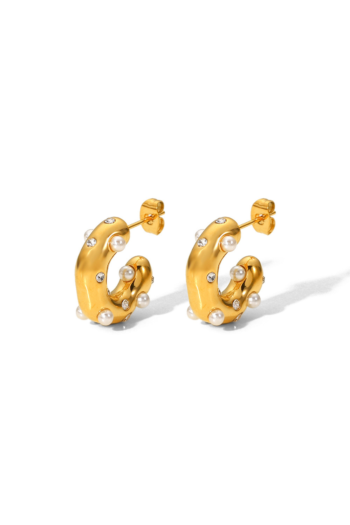 Elegant Diamond Studded Hoop Earrings - Kaoribyshreya