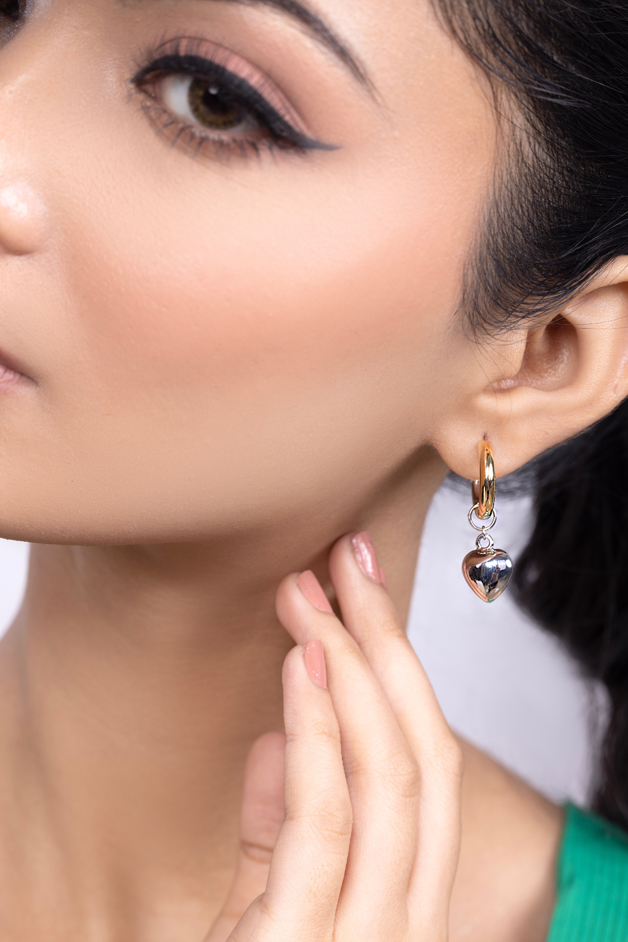 Heart Drop Pin Earring - Kaoribyshreya