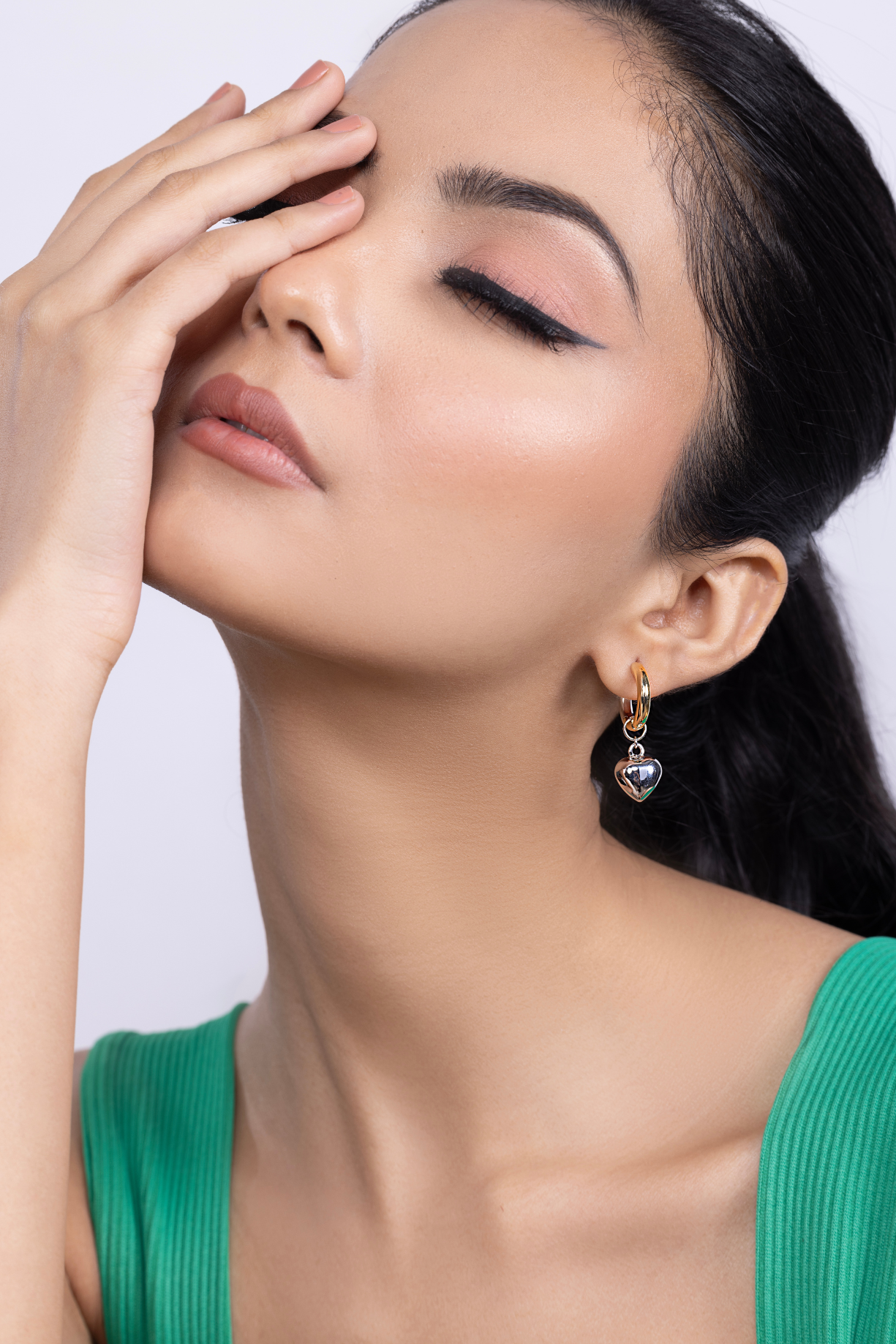 Heart Drop Pin Earring - Kaoribyshreya