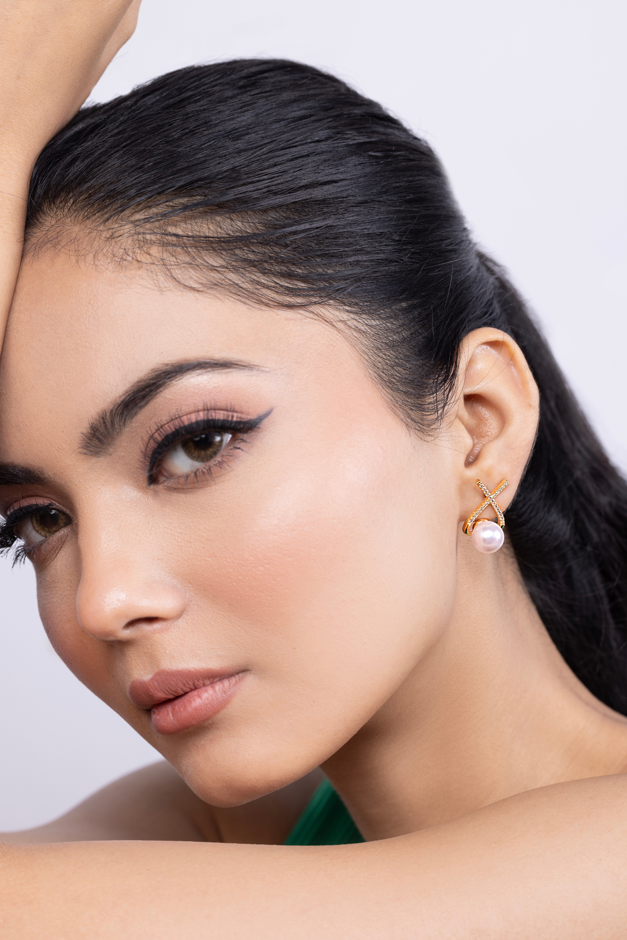 Cross Sign Mother of Pearl Hoop Earring - Kaoribyshreya