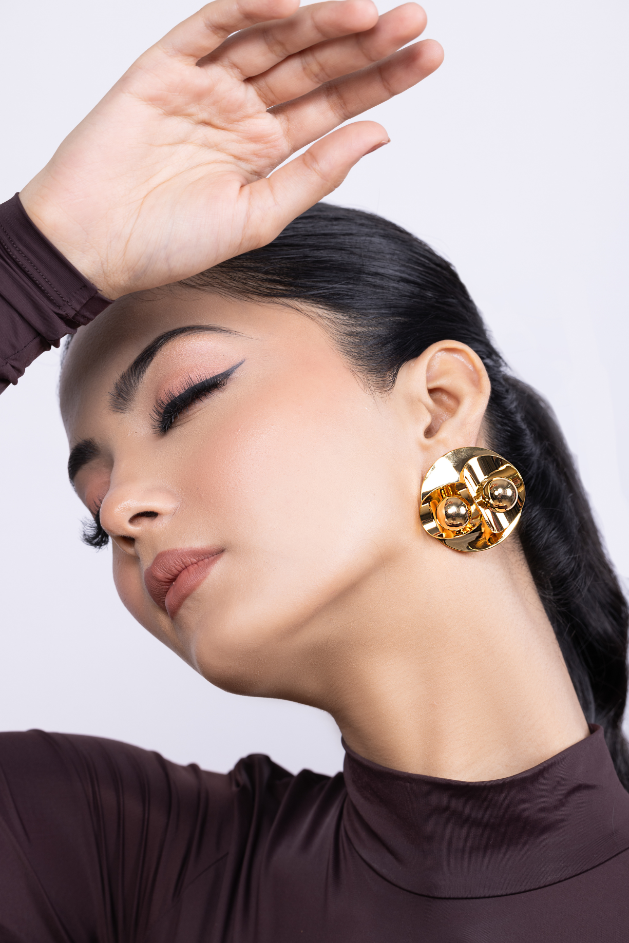 Double Ball Statement Round Plate Earring - Kaoribyshreya