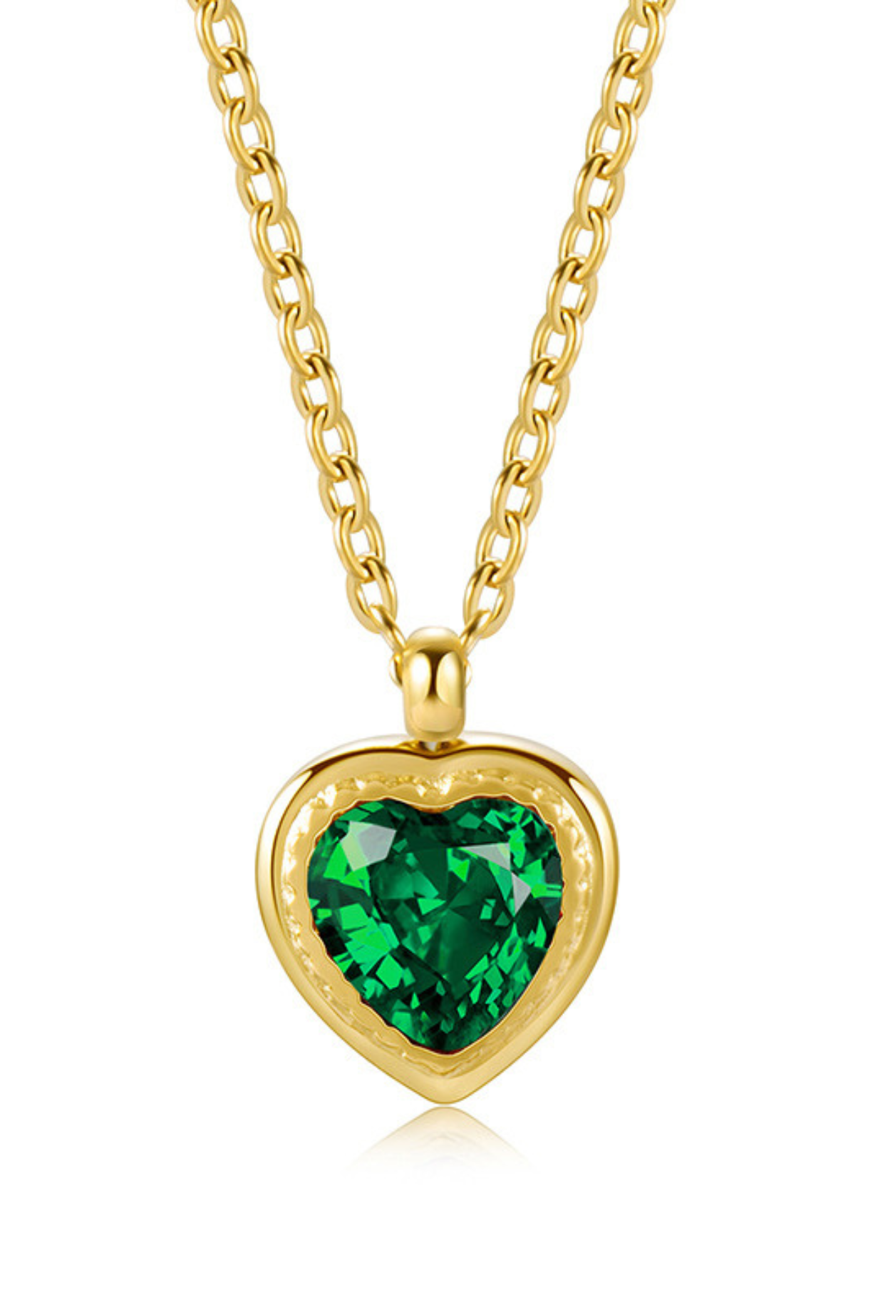 Green Stone Heart Pendent Necklace - Kaoribyshreya