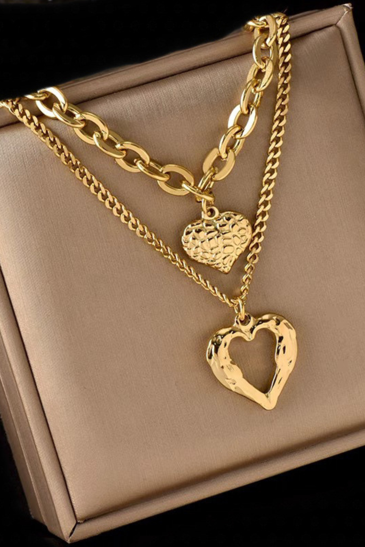Layered Double Heart Necklace - Kaoribyshreya