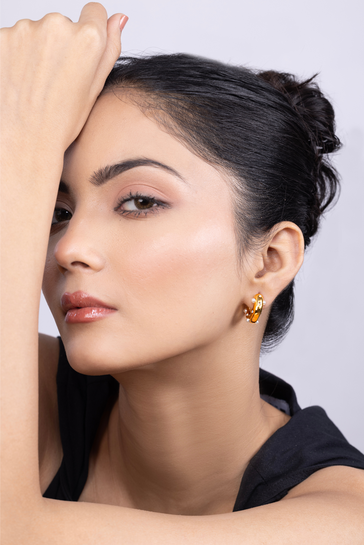 Elegant Diamond Studded Hoop Earrings - Kaoribyshreya