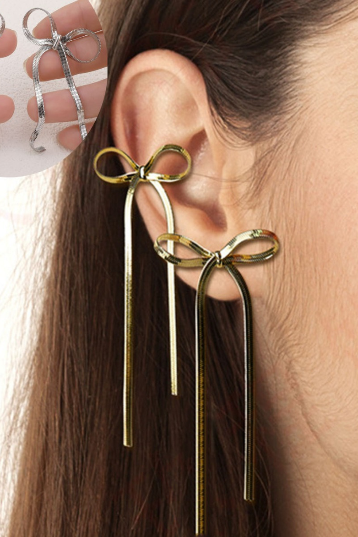 Infinite Sign Long Bow Earrings - Kaoribyshreya