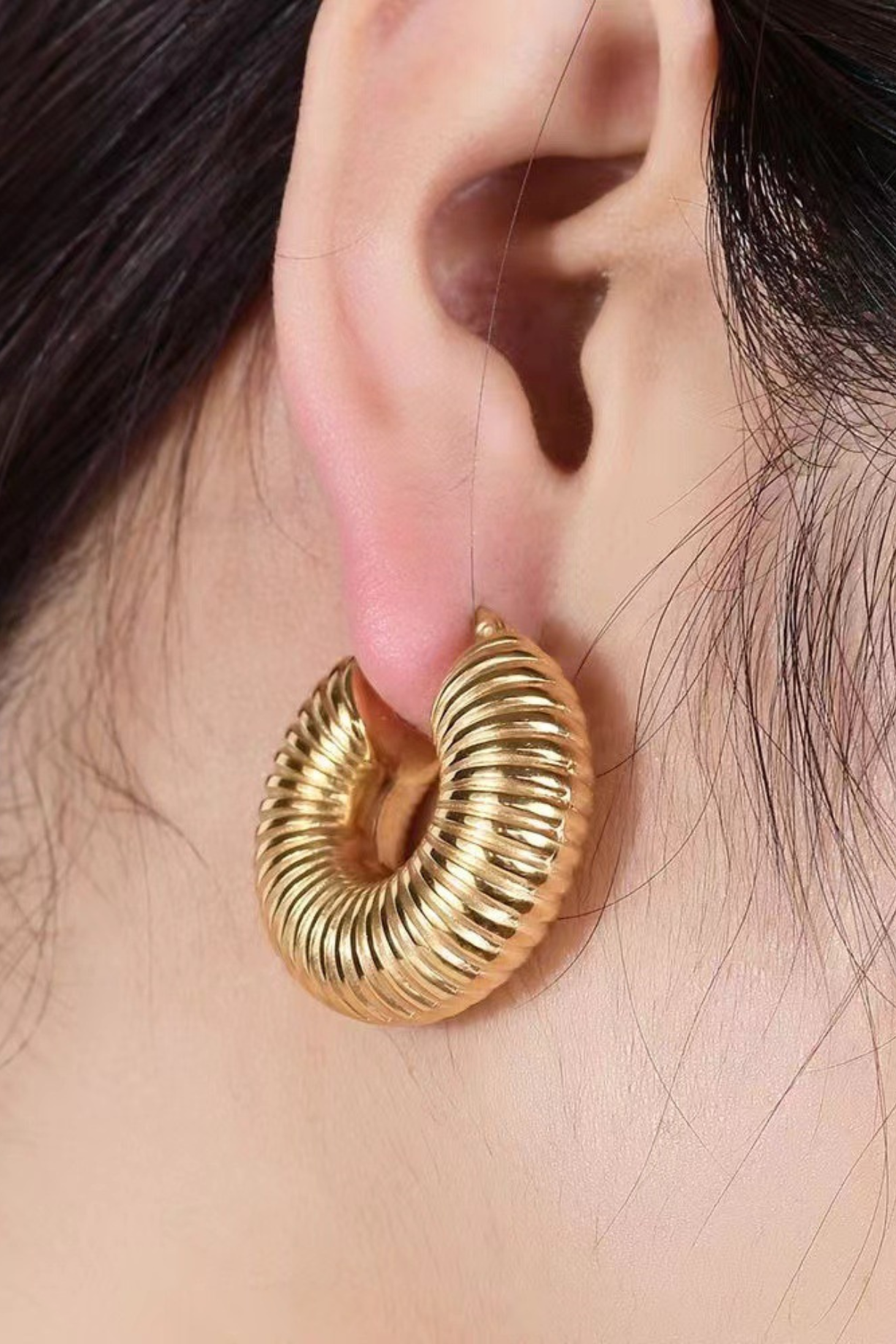 Round Textured Hoop Earring - Kaoribyshreya