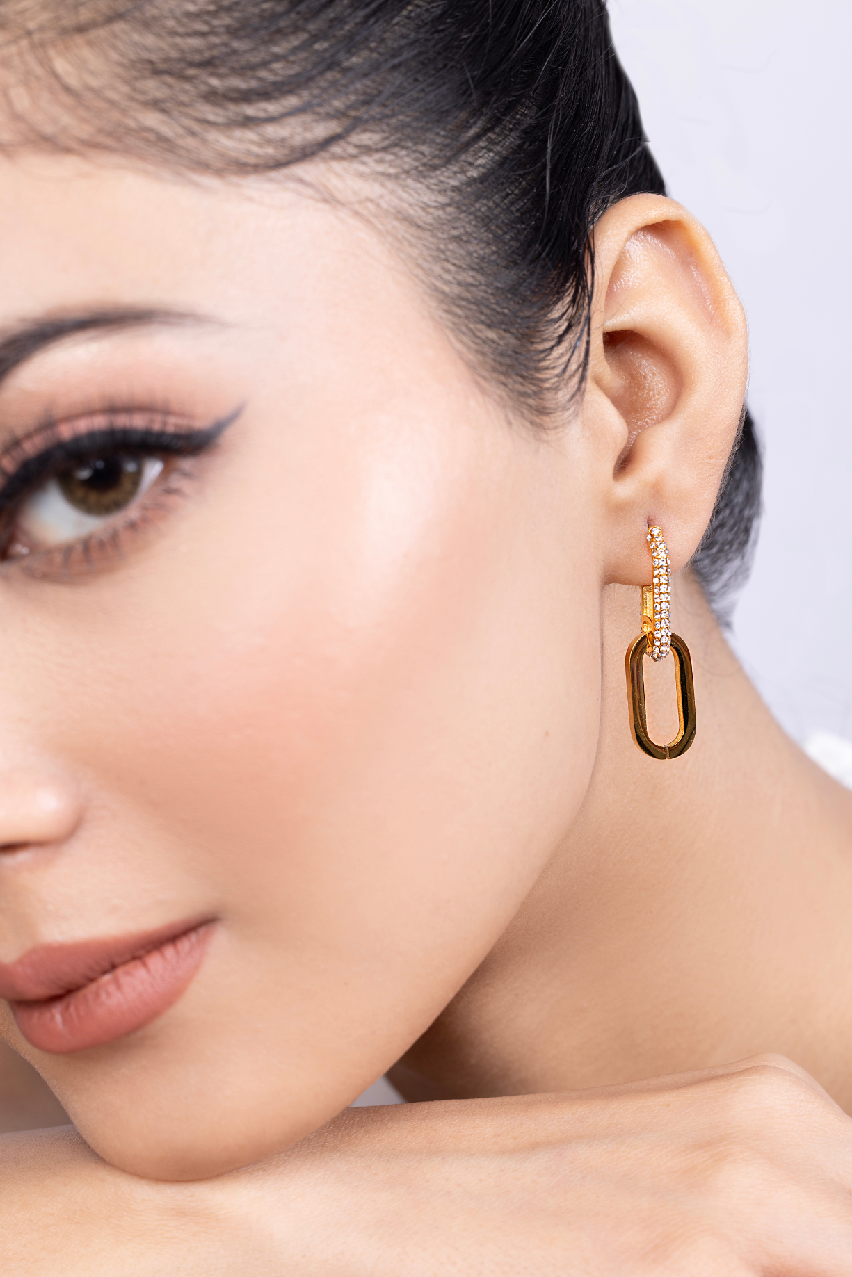 Double Ring Diamond Studded Earring - Kaoribyshreya