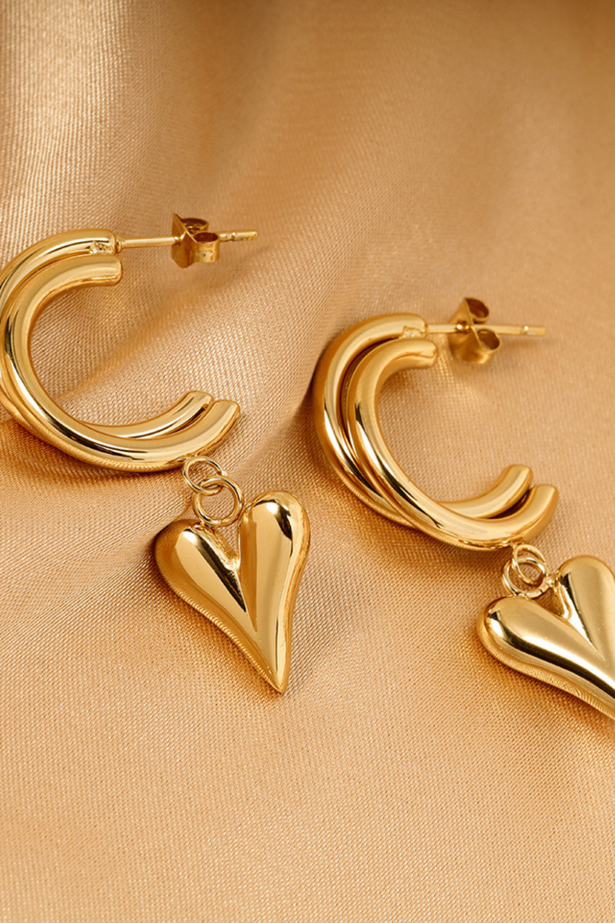 Double Hoop Heart Drop Earring - Kaoribyshreya