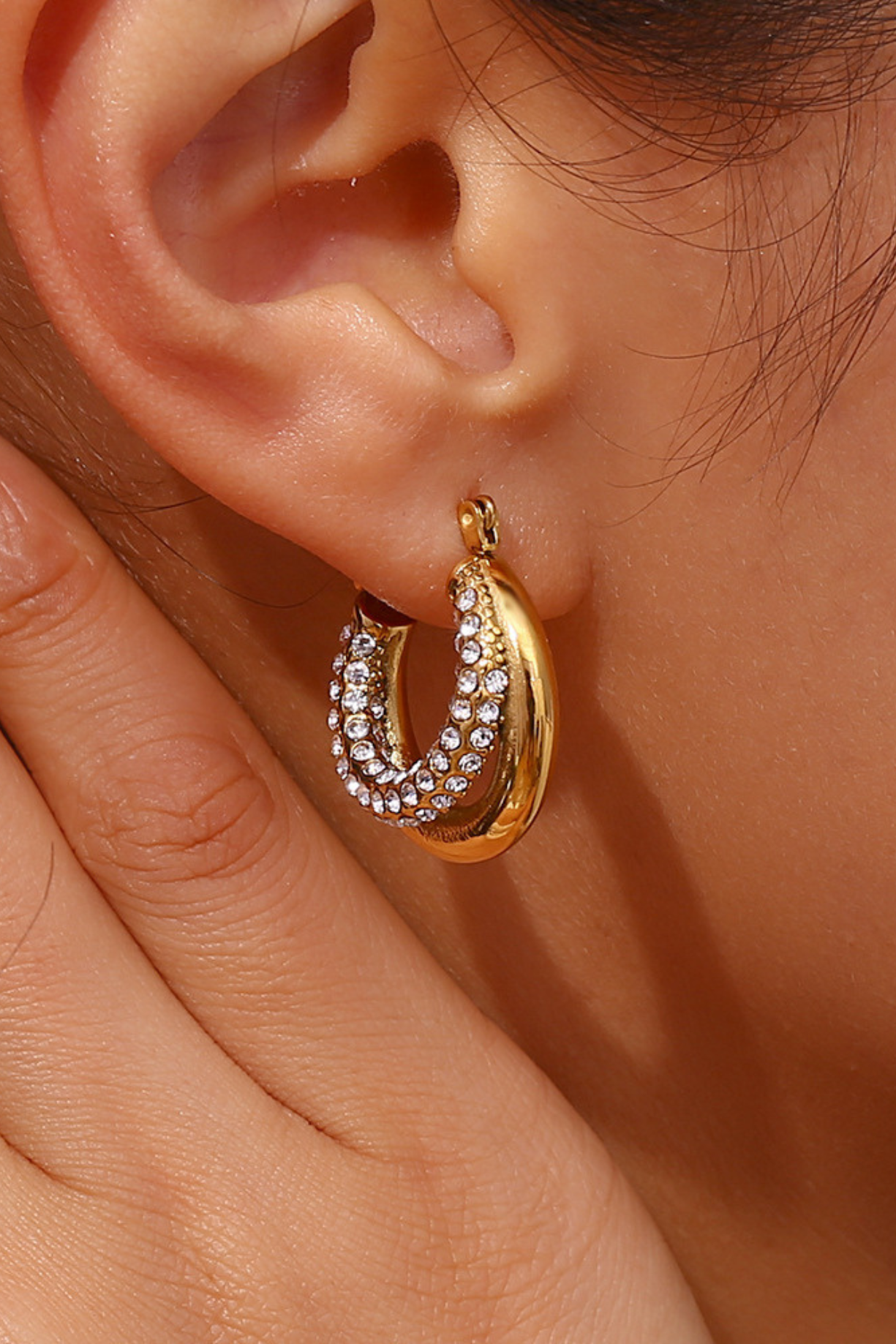 Double Hoop Stone Earring - Kaoribyshreya