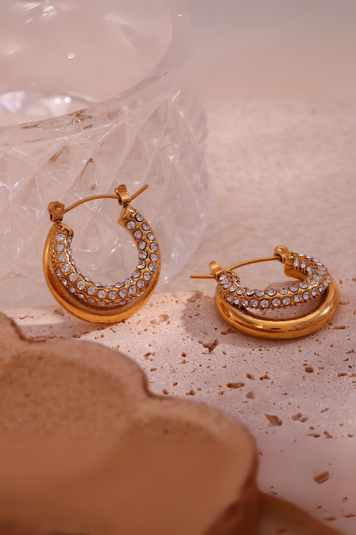 Double Hoop Stone Earring - Kaoribyshreya