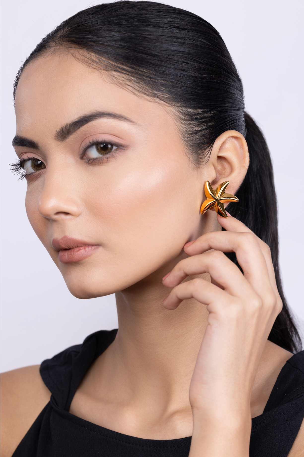 Gold Star Hoop Earrings - Kaoribyshreya