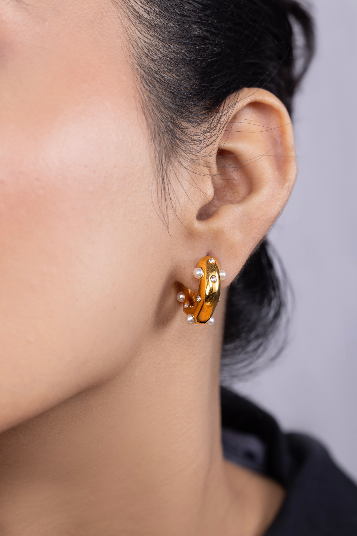 Elegant Diamond Studded Hoop Earrings - Kaoribyshreya