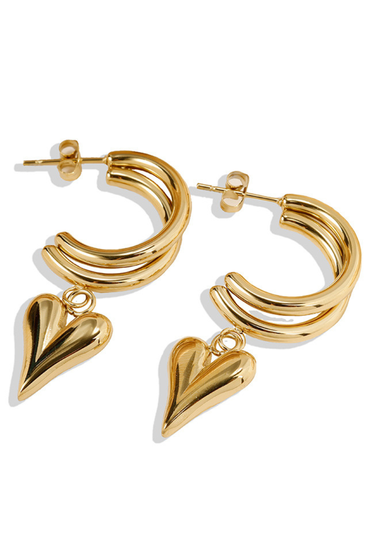 Double Hoop Heart Drop Earring - Kaoribyshreya