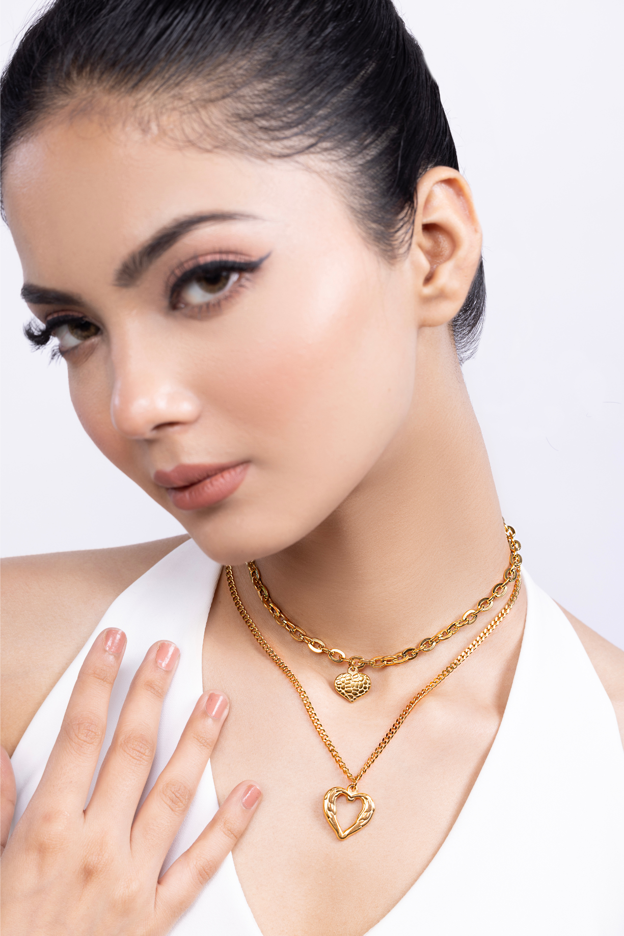 Layered Double Heart Necklace - Kaoribyshreya