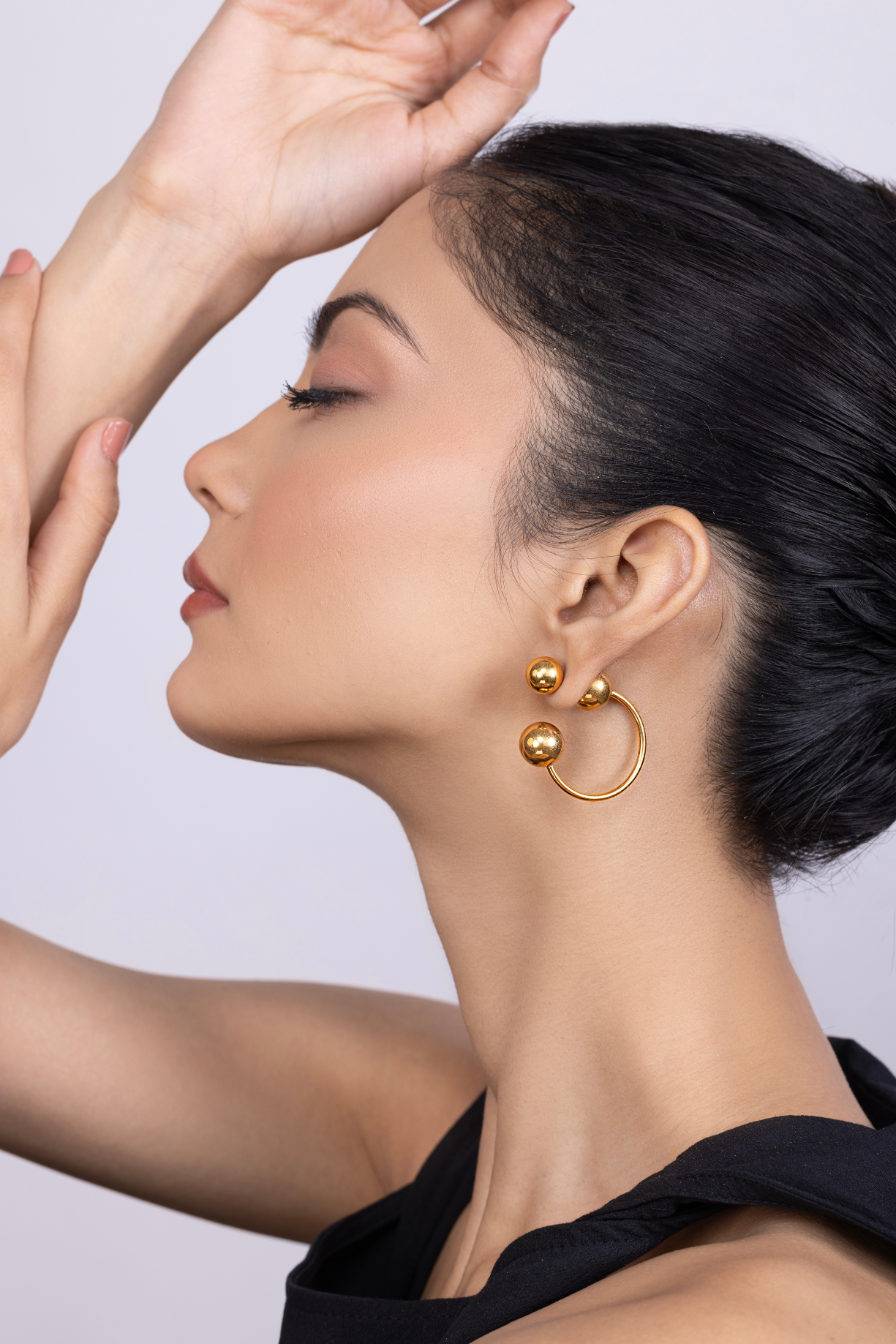 Gold Round Balls Earrings - Kaoribyshreya