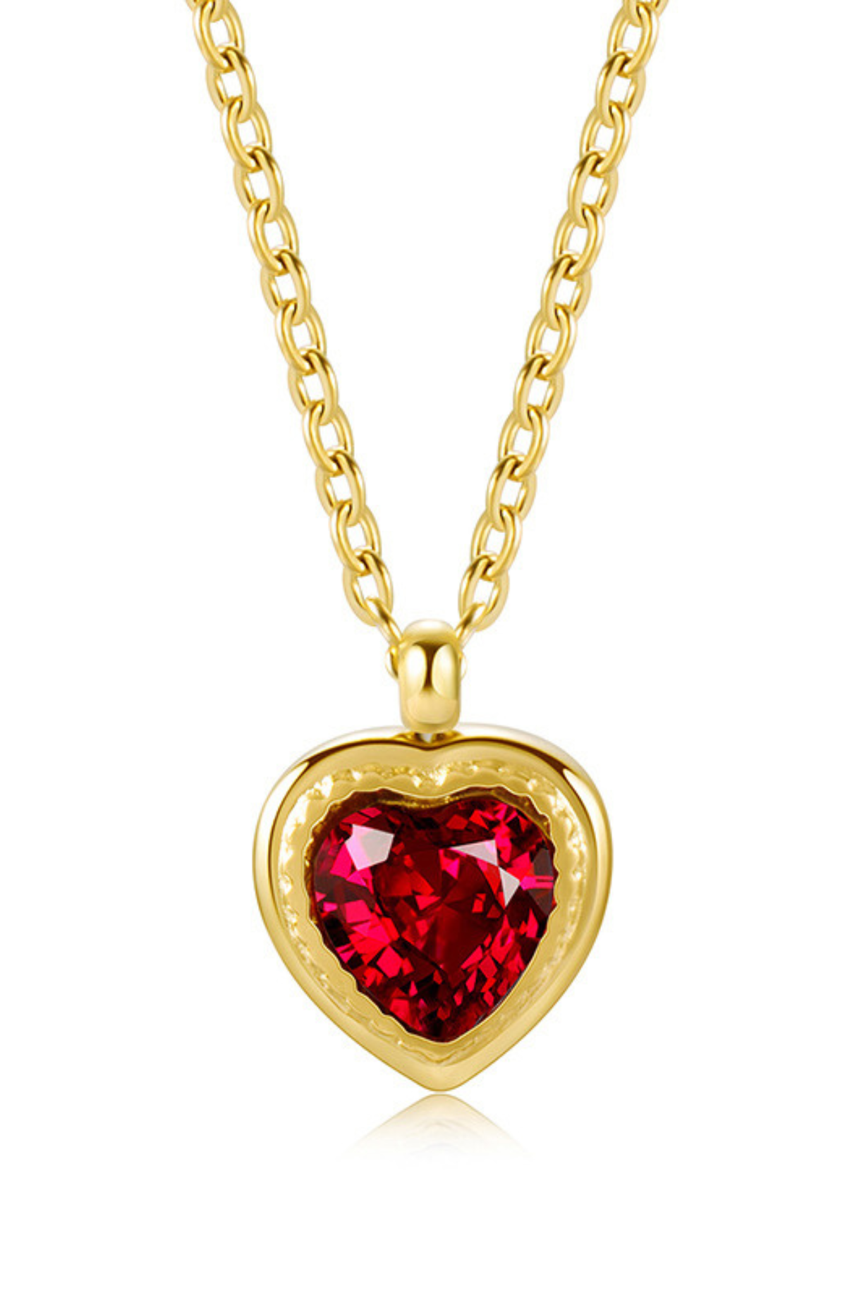 Red Stone Heart Pendent Necklace - Kaoribyshreya