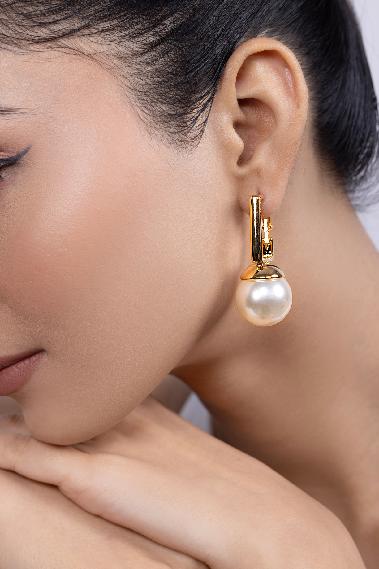 Mother Of Pearl Drop Hoop Earring - Kaoribyshreya