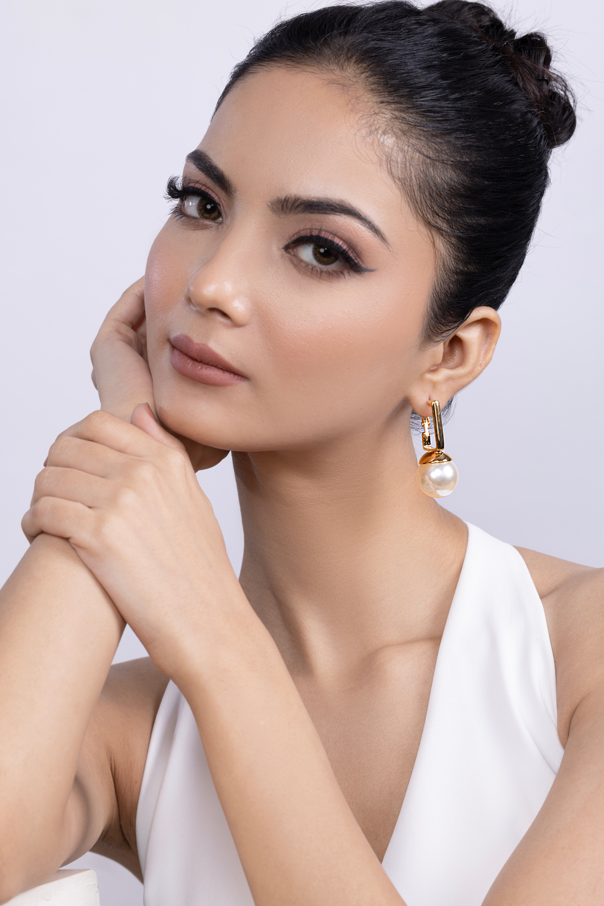 Mother Of Pearl Drop Hoop Earring - Kaoribyshreya