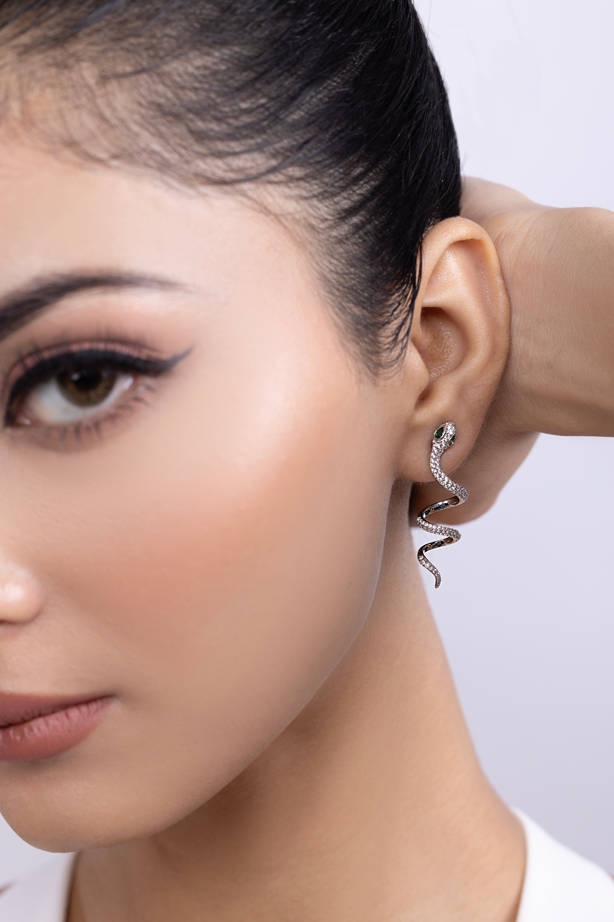 Mismatch Spiral Snake With Studded Long Drop Earring - Kaoribyshreya