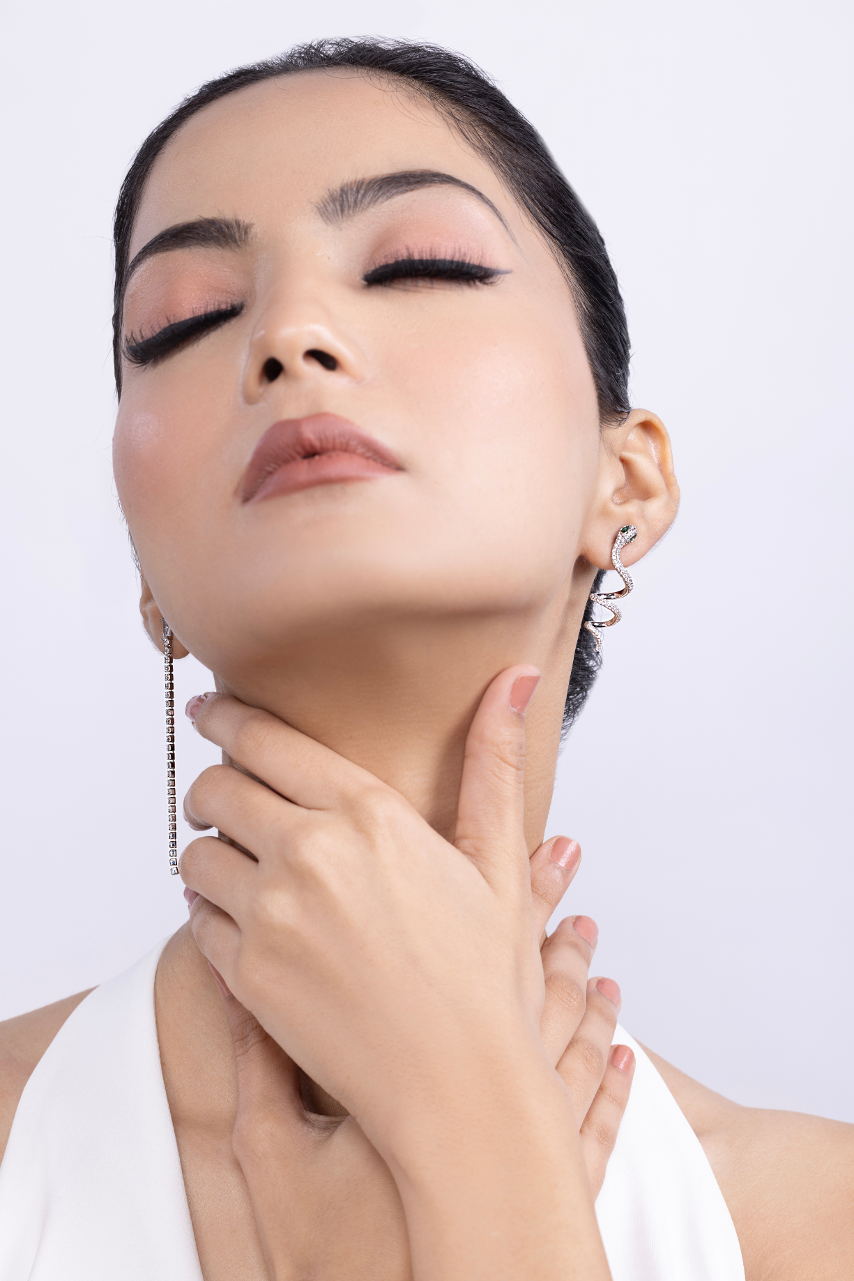 Mismatch Spiral Snake With Studded Long Drop Earring - Kaoribyshreya