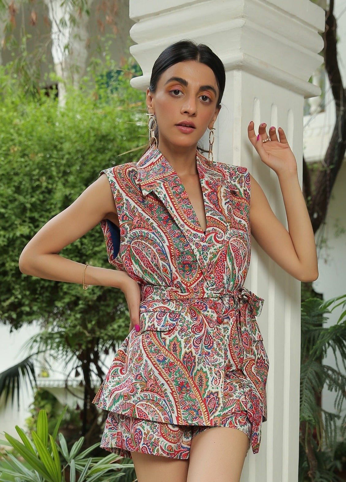 Multi prited blazer with Shorts co-ord set