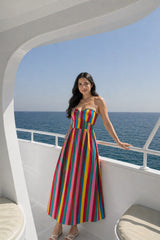 Tube corset dress with ruffle neckline
