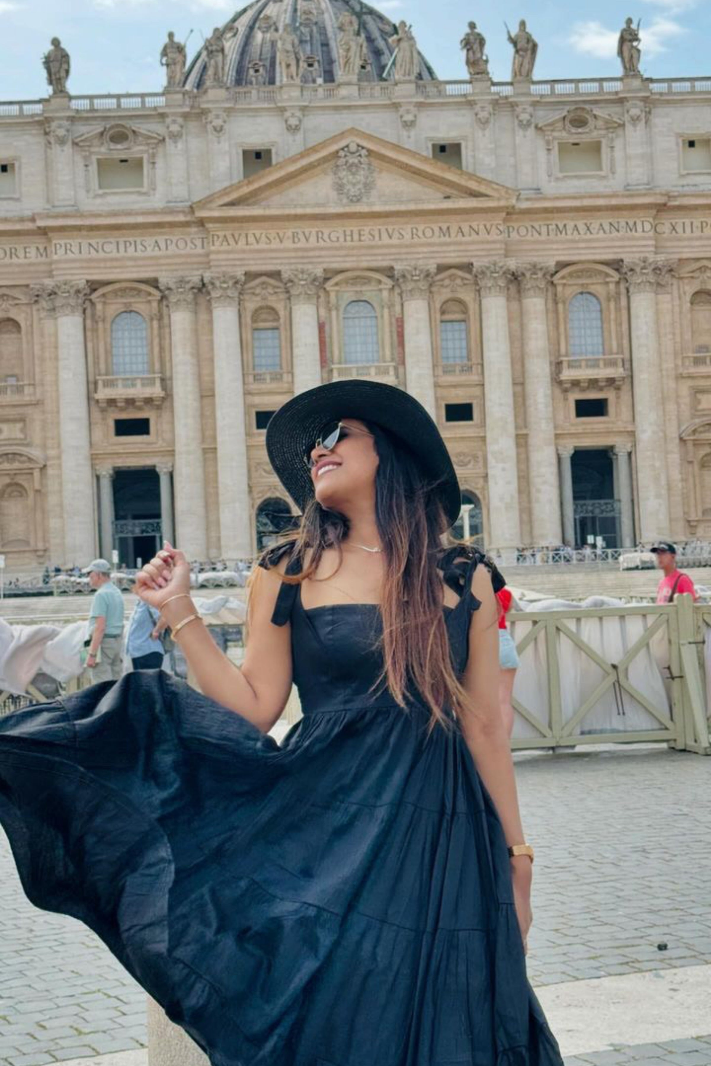 Black Solid Bust Fitted Skater Midi Dress - Kaoribyshreya