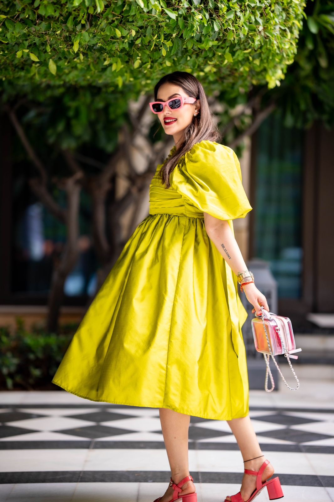 Green Sheen Drama Dress - Kaoribyshreya