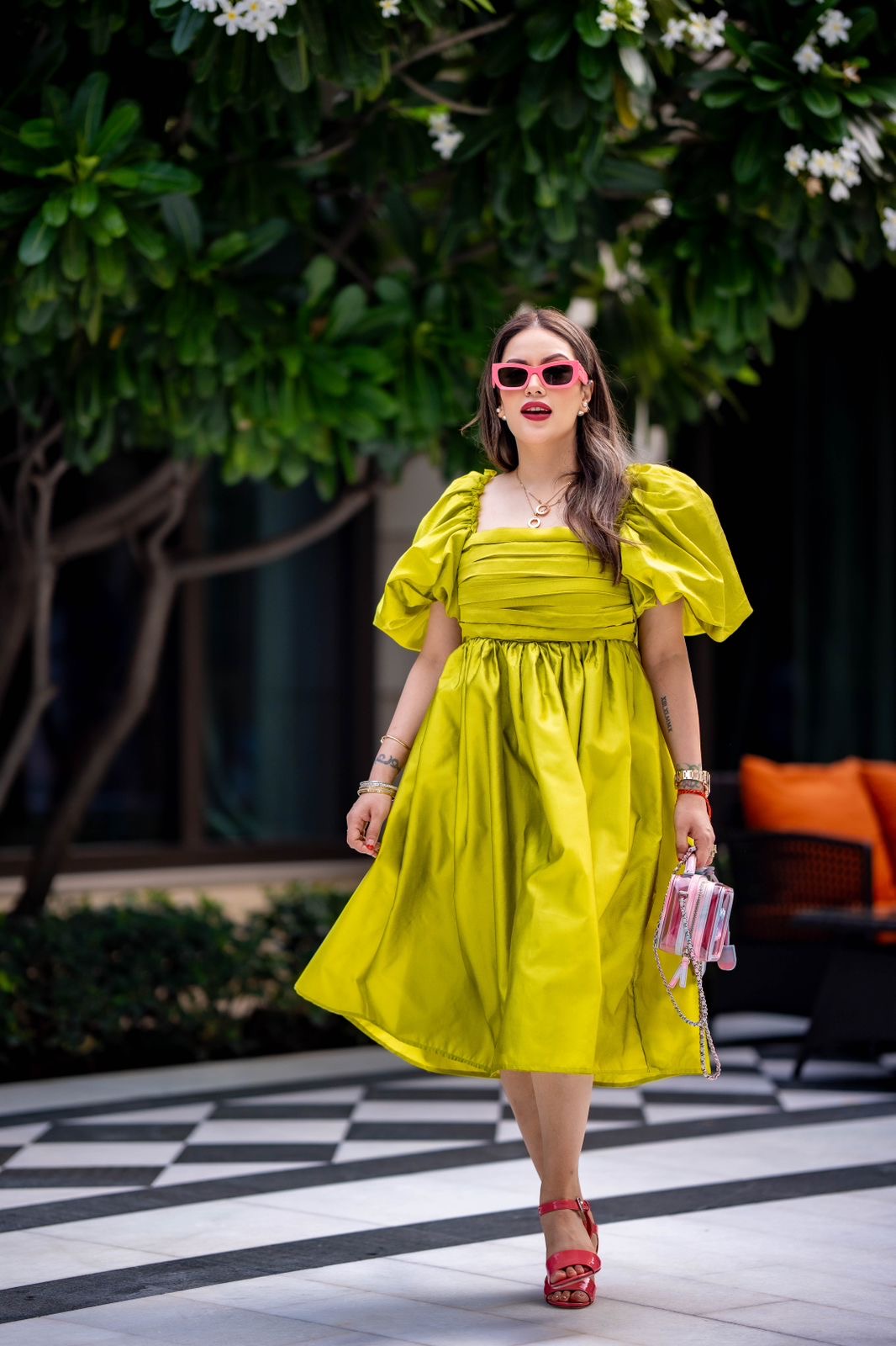 Green Sheen Drama Dress - Kaoribyshreya